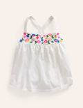 Embroidered Jersey Vest-White