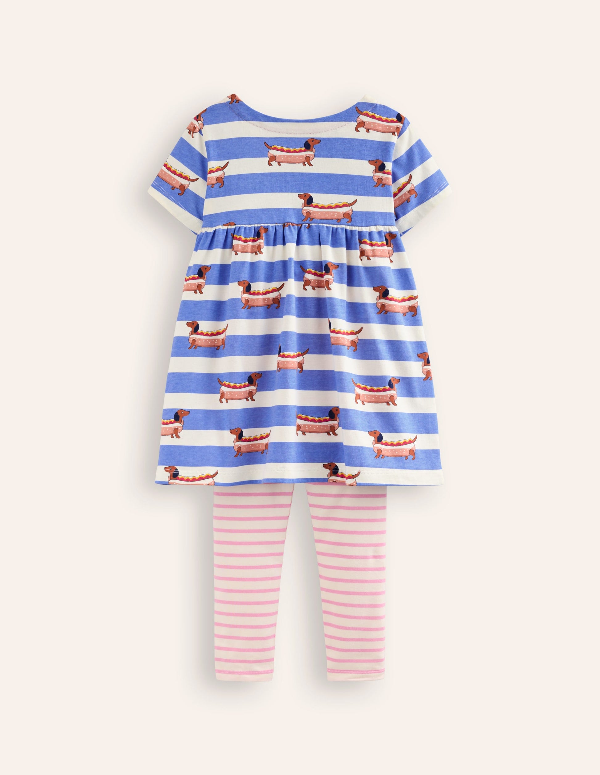 Short Sleeve Printed Tunic Set-Surf Blue Hot Dog-2