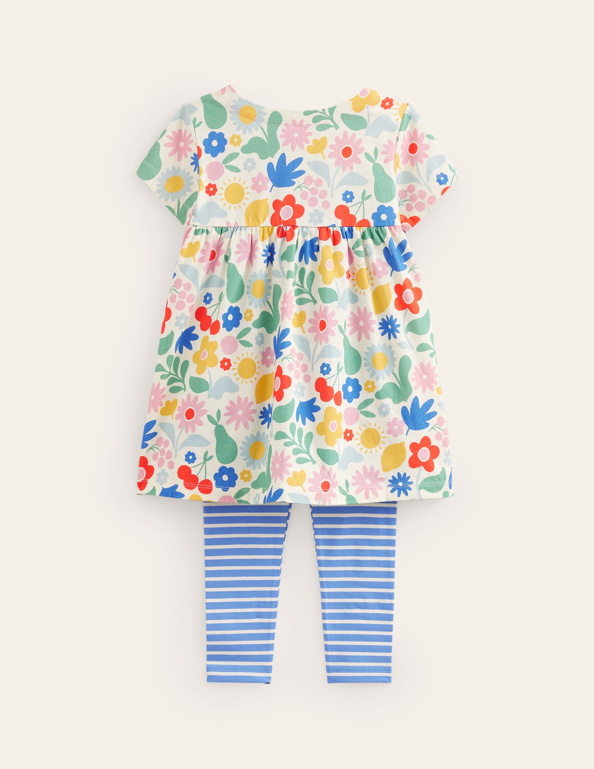Short Sleeve Printed Tunic Set-Multi Holiday Stencil-2