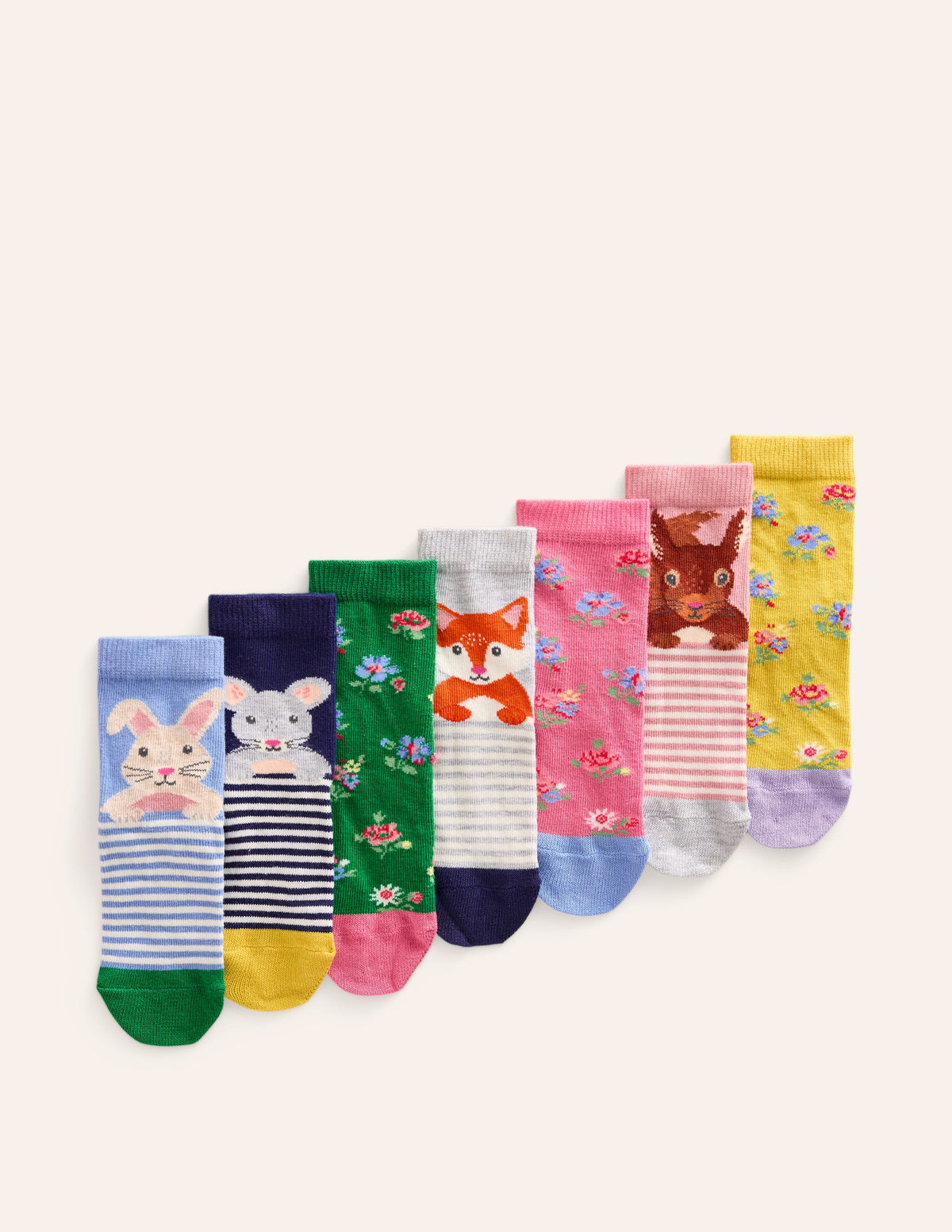 Socks 7 Pack-Multi Floral Animals-1