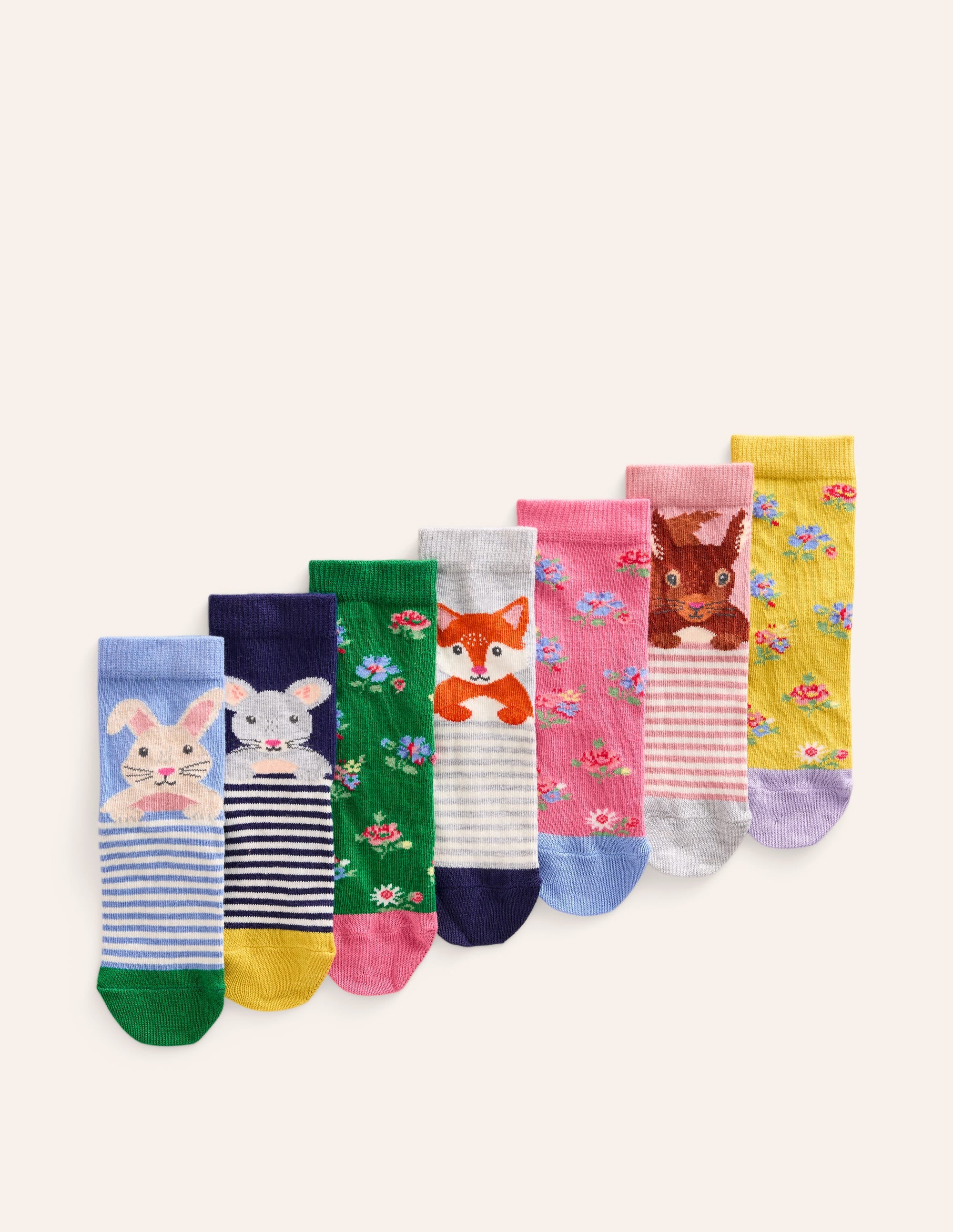 Socks 7 Pack-Multi Floral Animals - Image 1