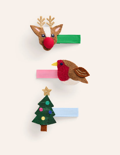 3-pack Hair Clips-Multi Festive-1