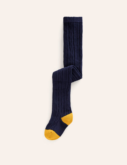 Cable Knit Tights-College Navy-1