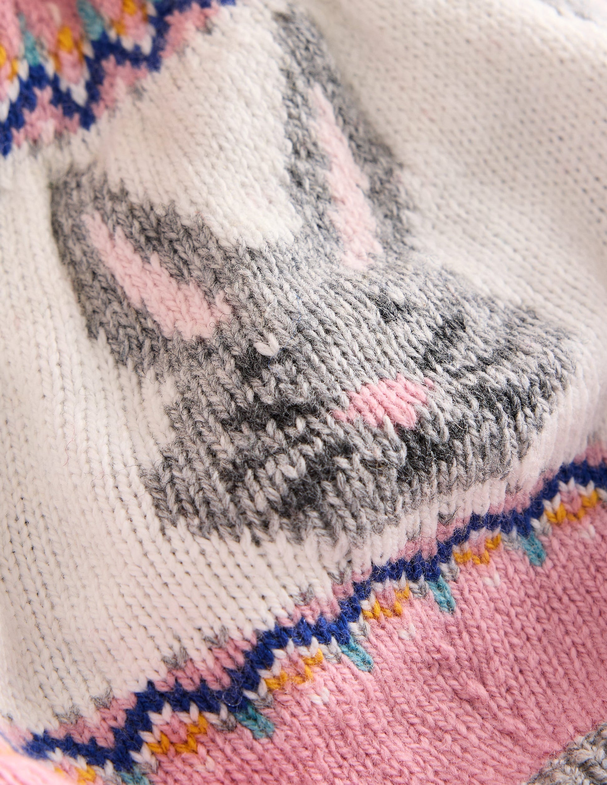 Fair Isle Knitted Beret-Vintage Pink Bunnies-2