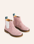 Leather Chelsea Boots-Cosmos Pink Stars