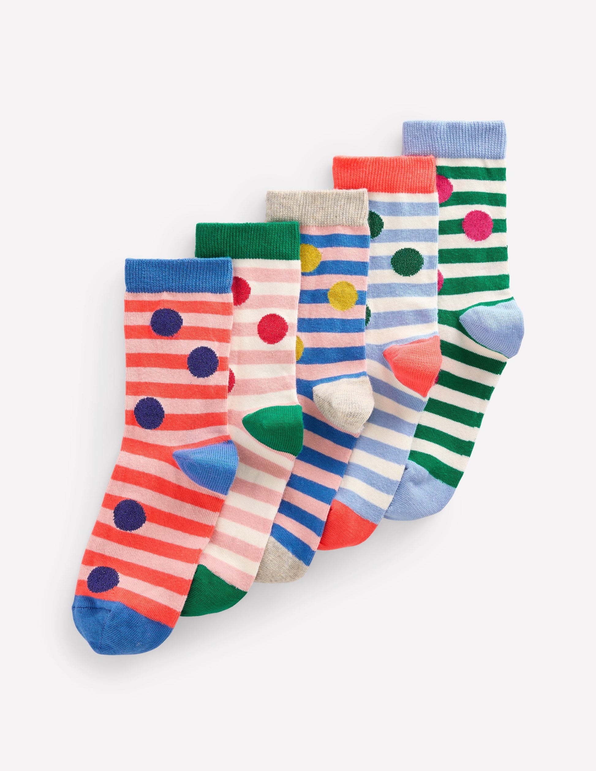 Socks 5 Pack-Multi Spots and Stripes-1