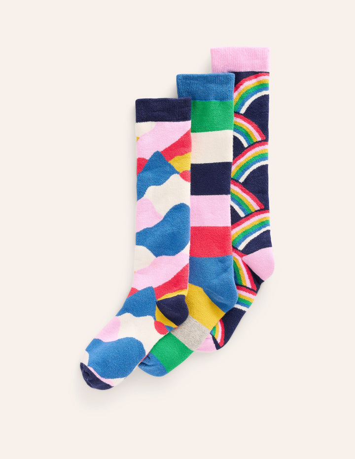 3-pack Ski Socks-Multi Rainbow