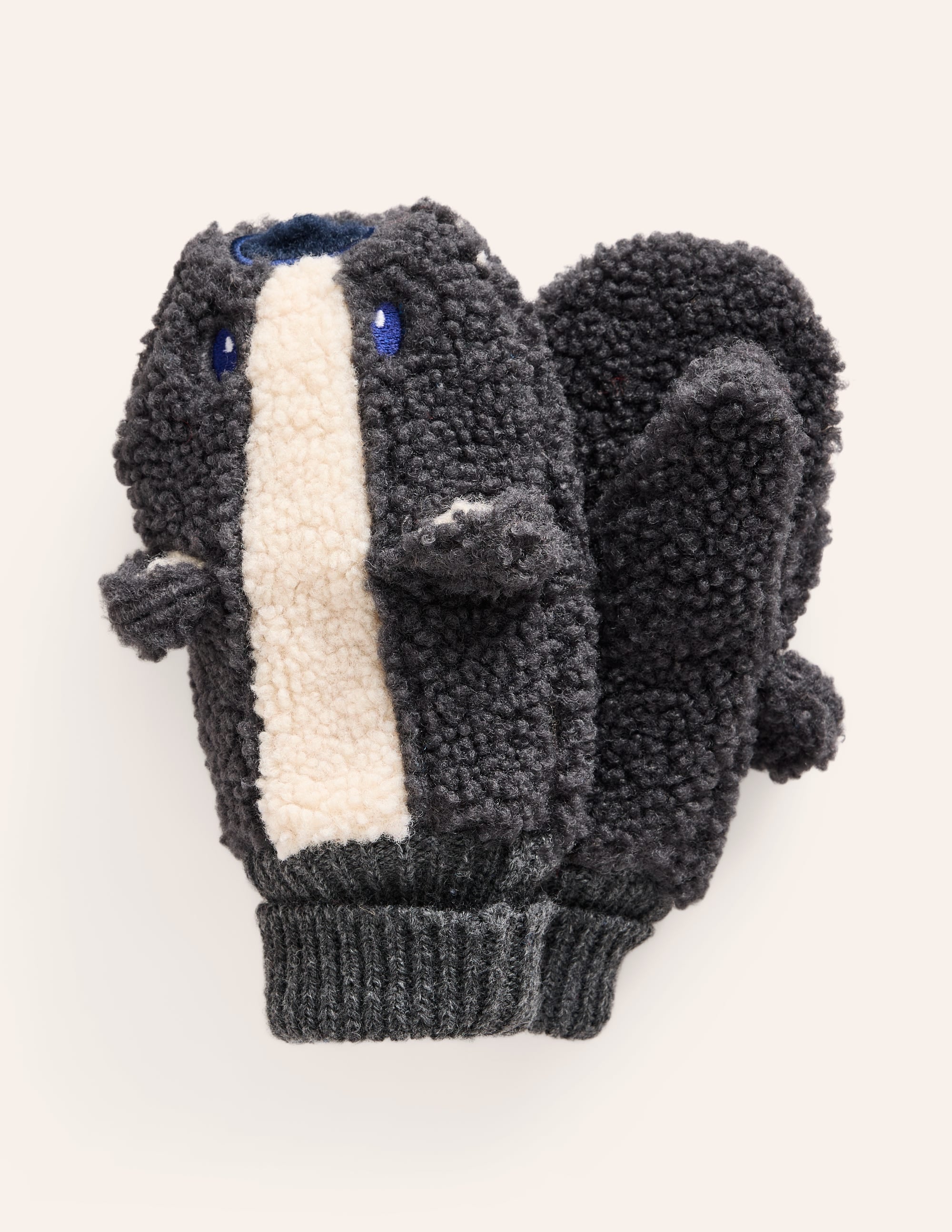 Novelty Borg Mittens-Kingfisher Blue Badger - Image 1
