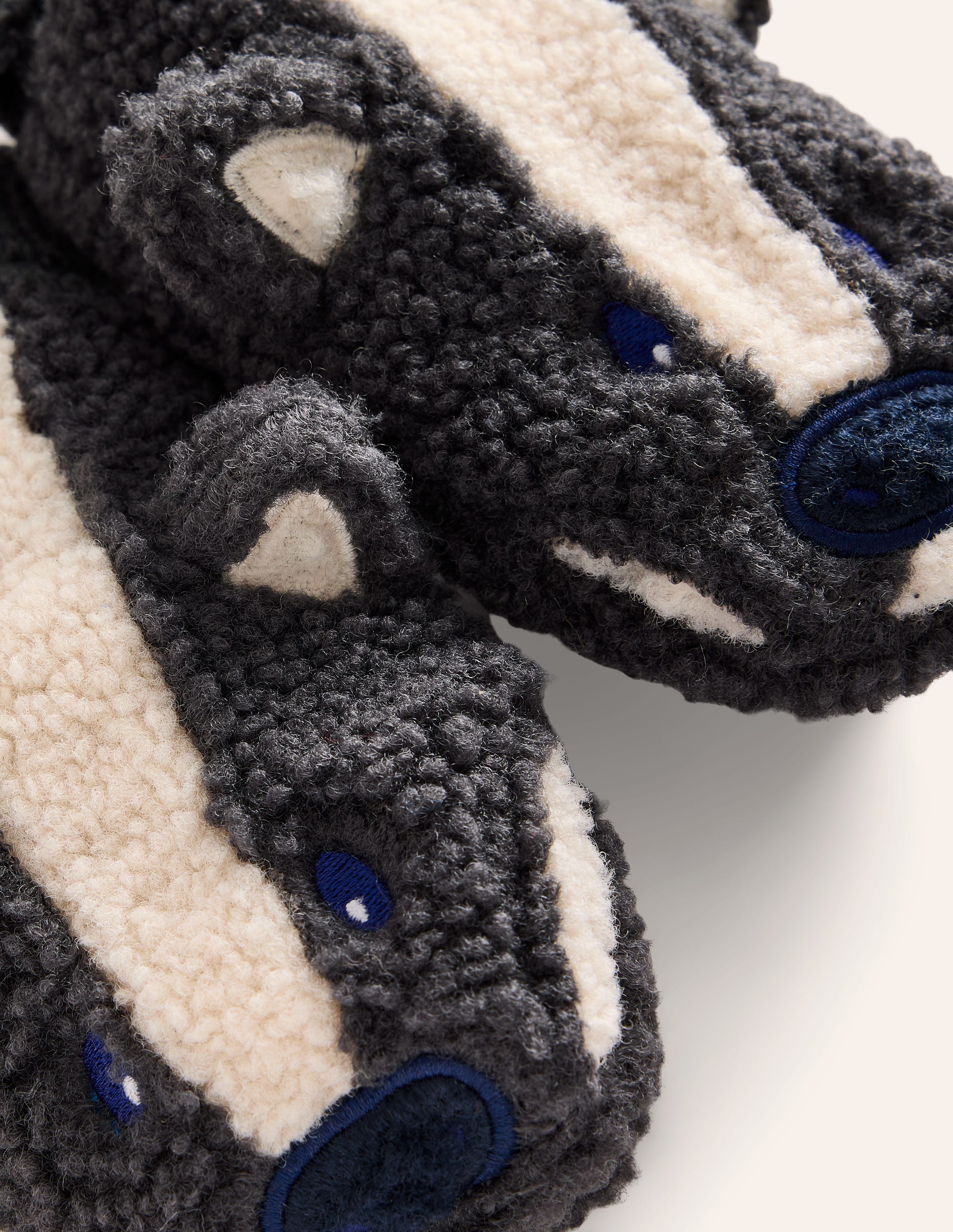 Novelty Borg Mittens-Kingfisher Blue Badger - Image 2
