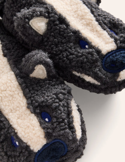 Novelty Borg Mittens-Kingfisher Blue Badger-2