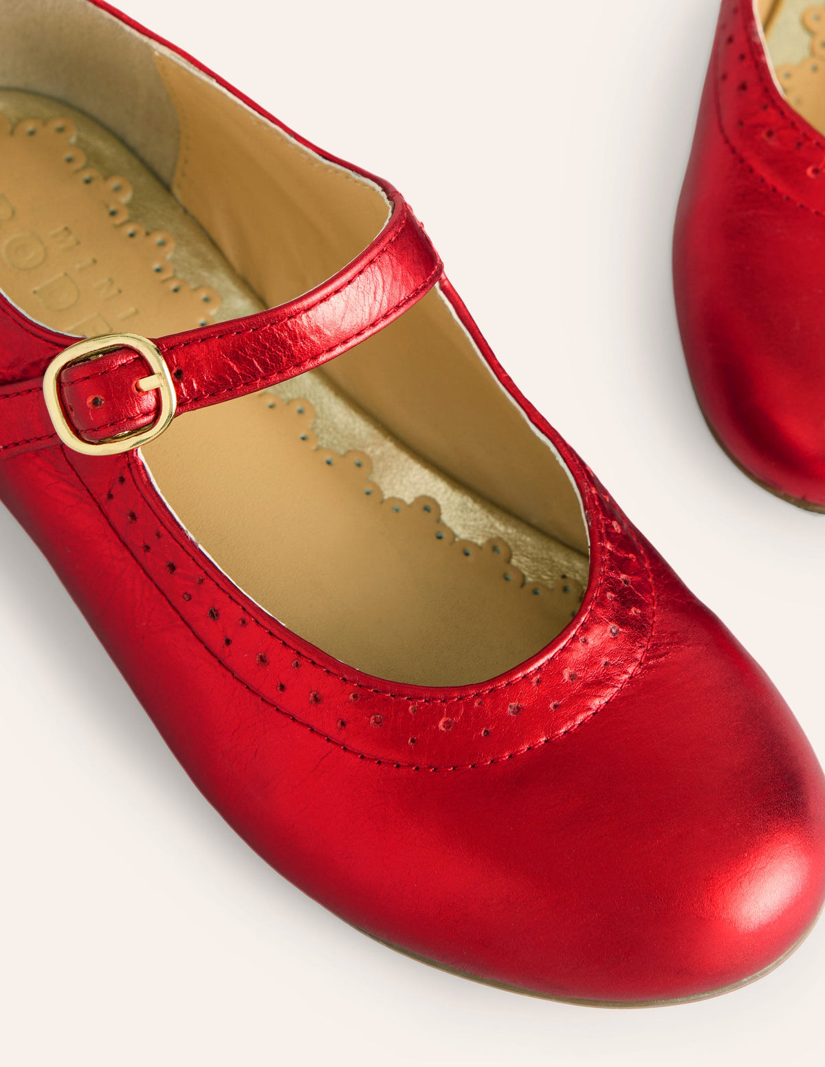 Leather Mary Janes-Red Metallic - Image 3