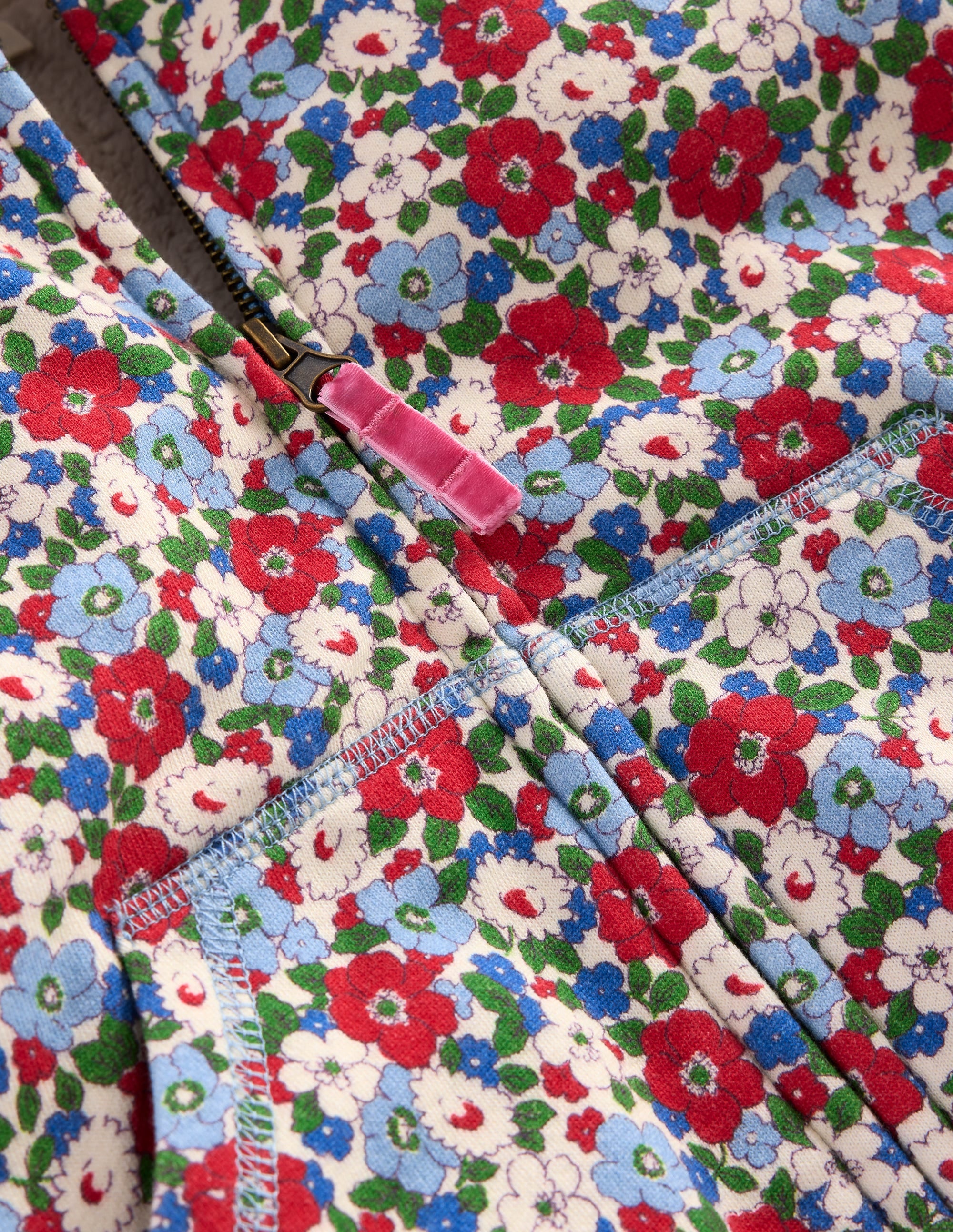 Shaggy-lined Hoodie-Glacier Blue Winter Floral - Image 3