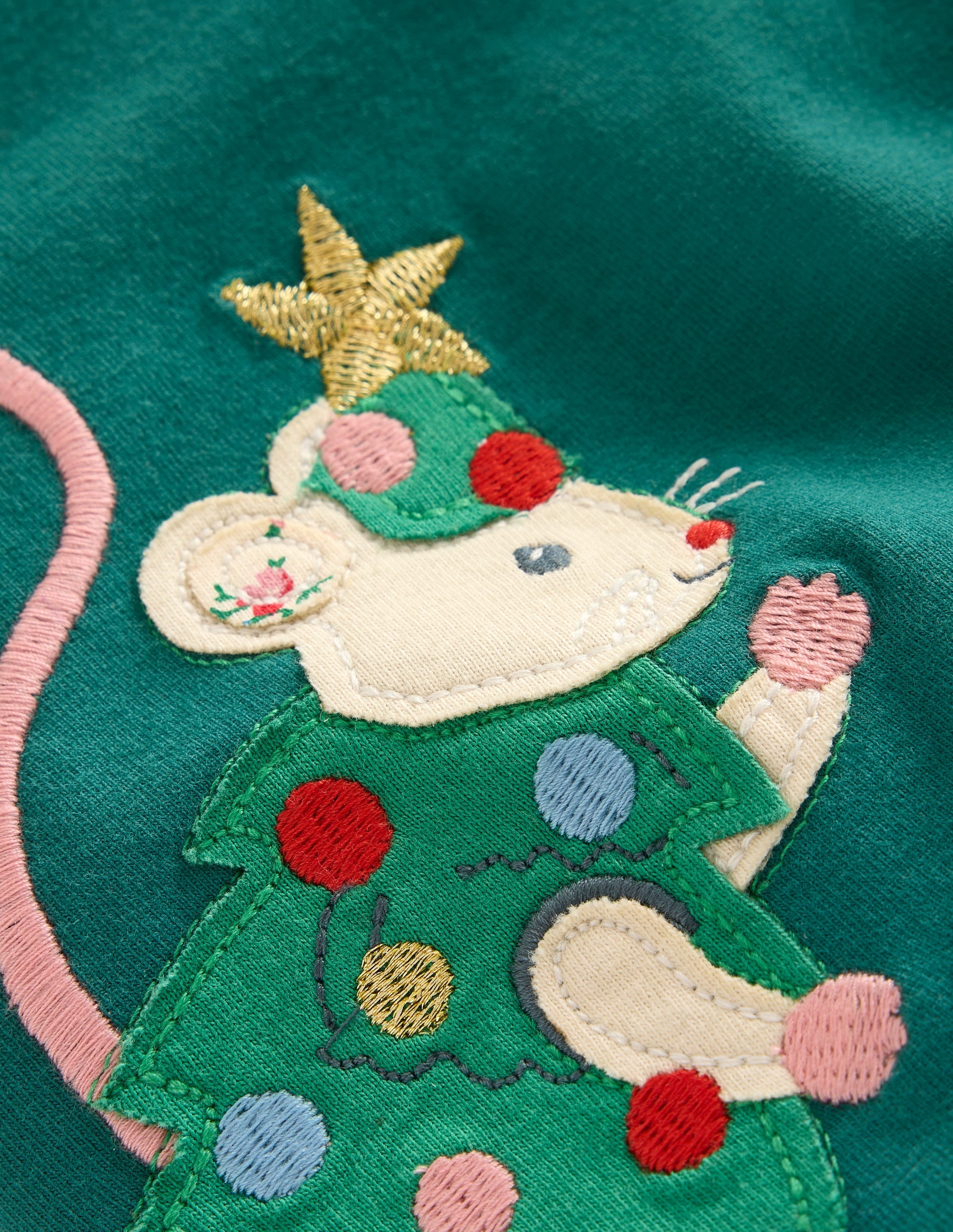 Appliqué Leggings-Jewel Green Peeping Friends - Image 3