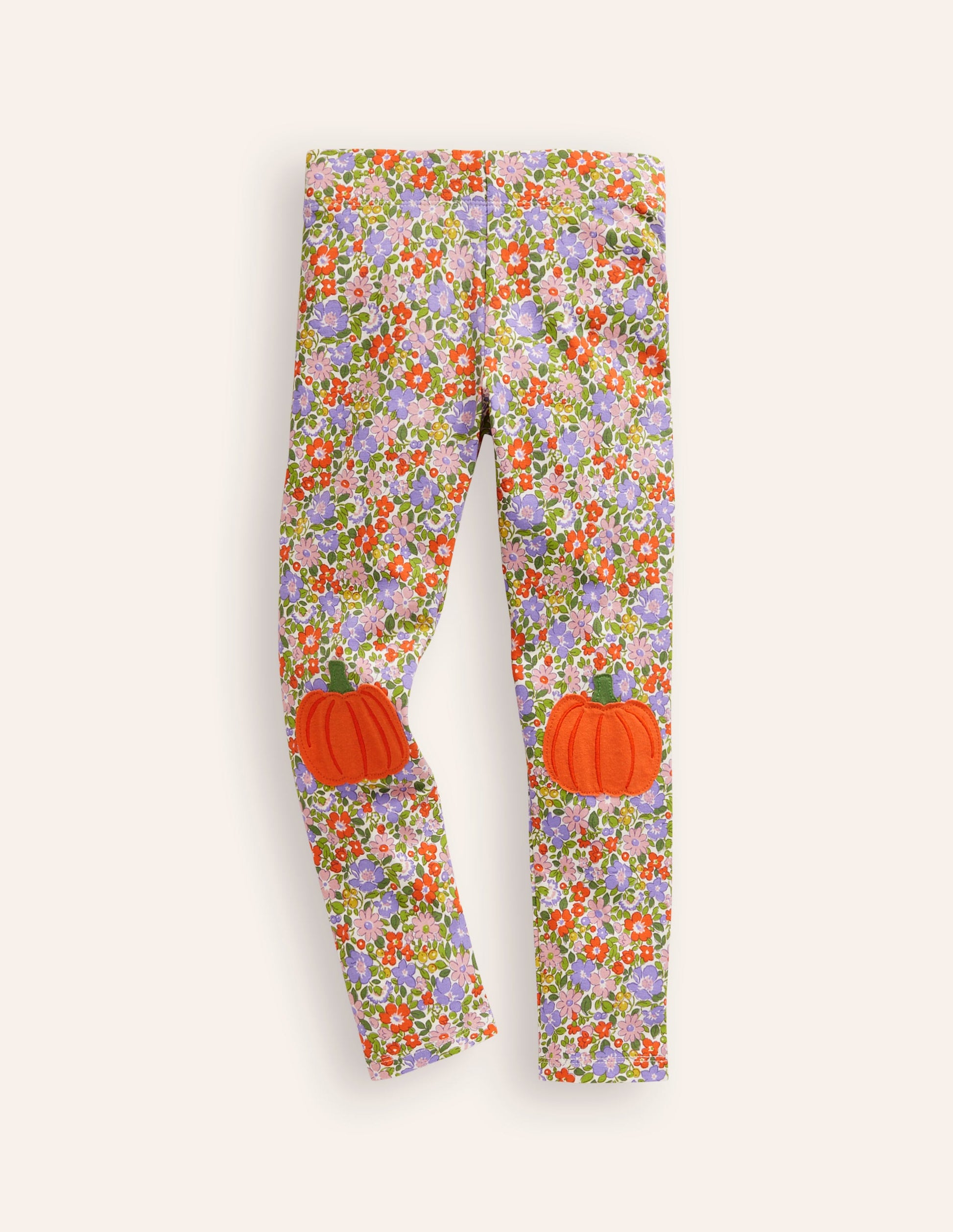 Appliqué Leggings-Aster Purple Floral Pumpkin-1