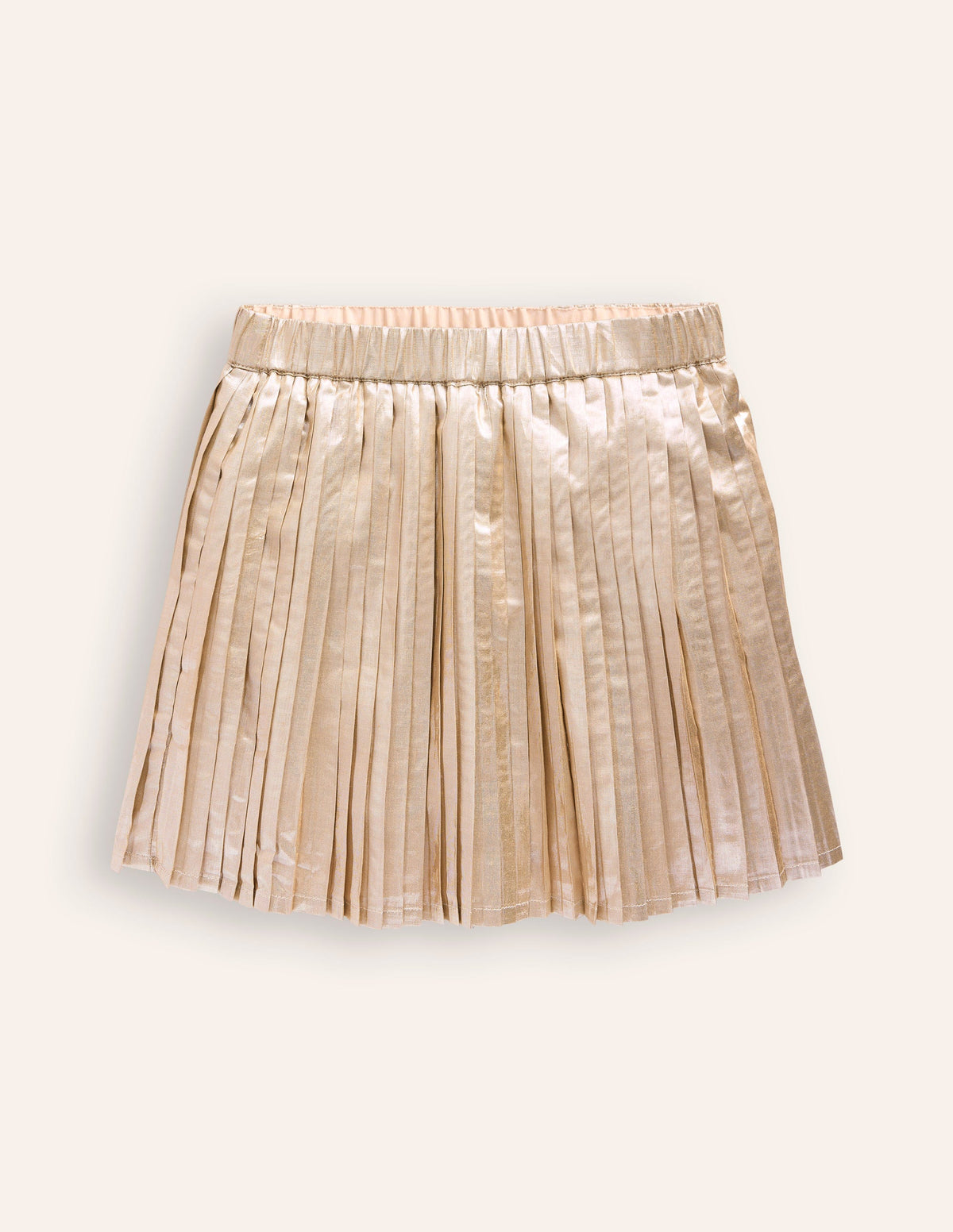 Pleated Mini Skirt-Gold Metallic - Image 1