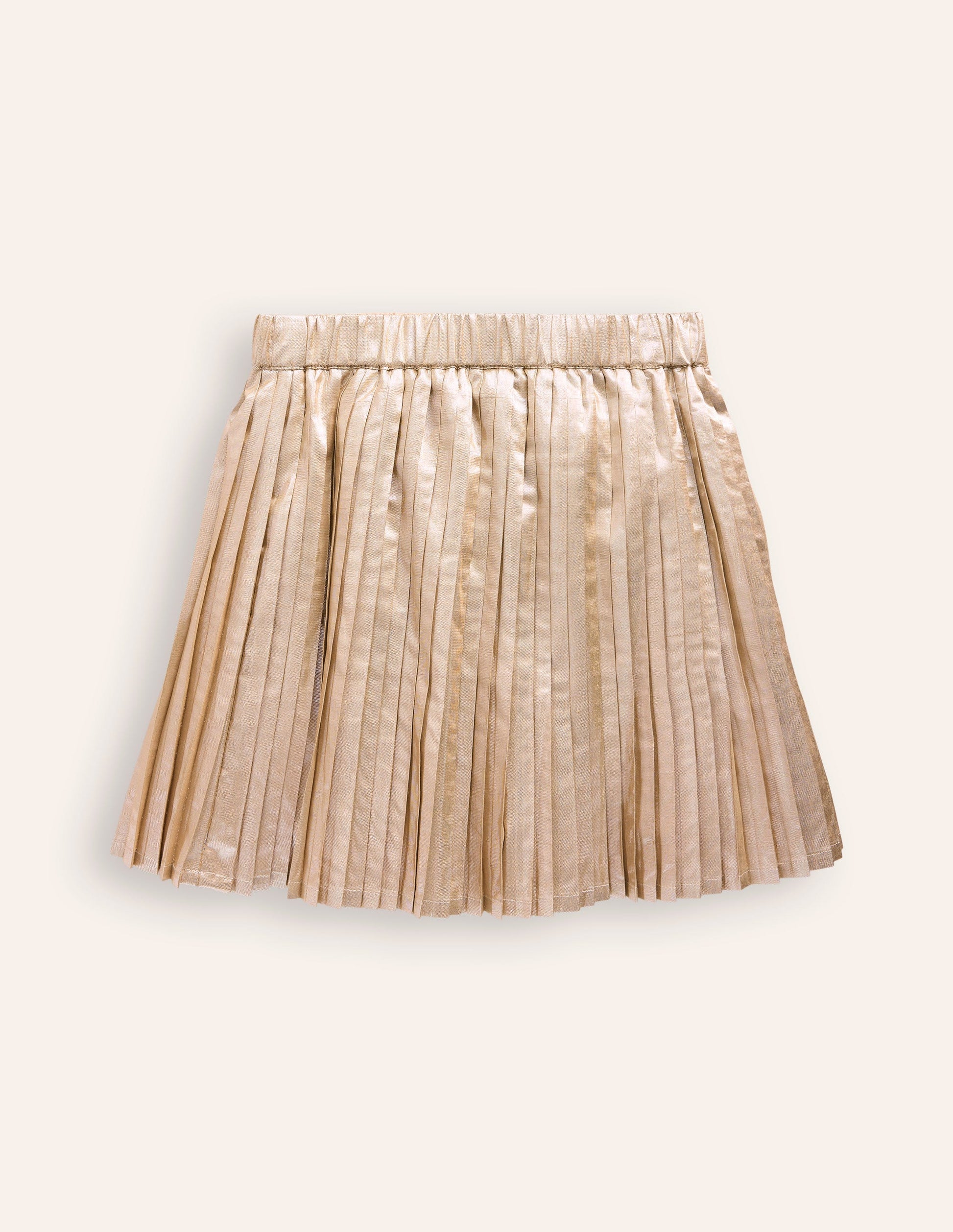 Pleated Mini Skirt-Gold Metallic-2