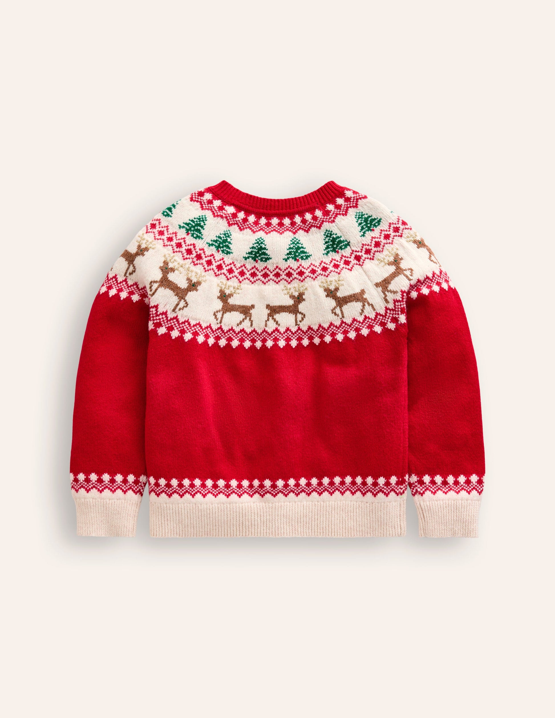 Edie Fair Isle Cardigan-Poppy Red Reindeer-2