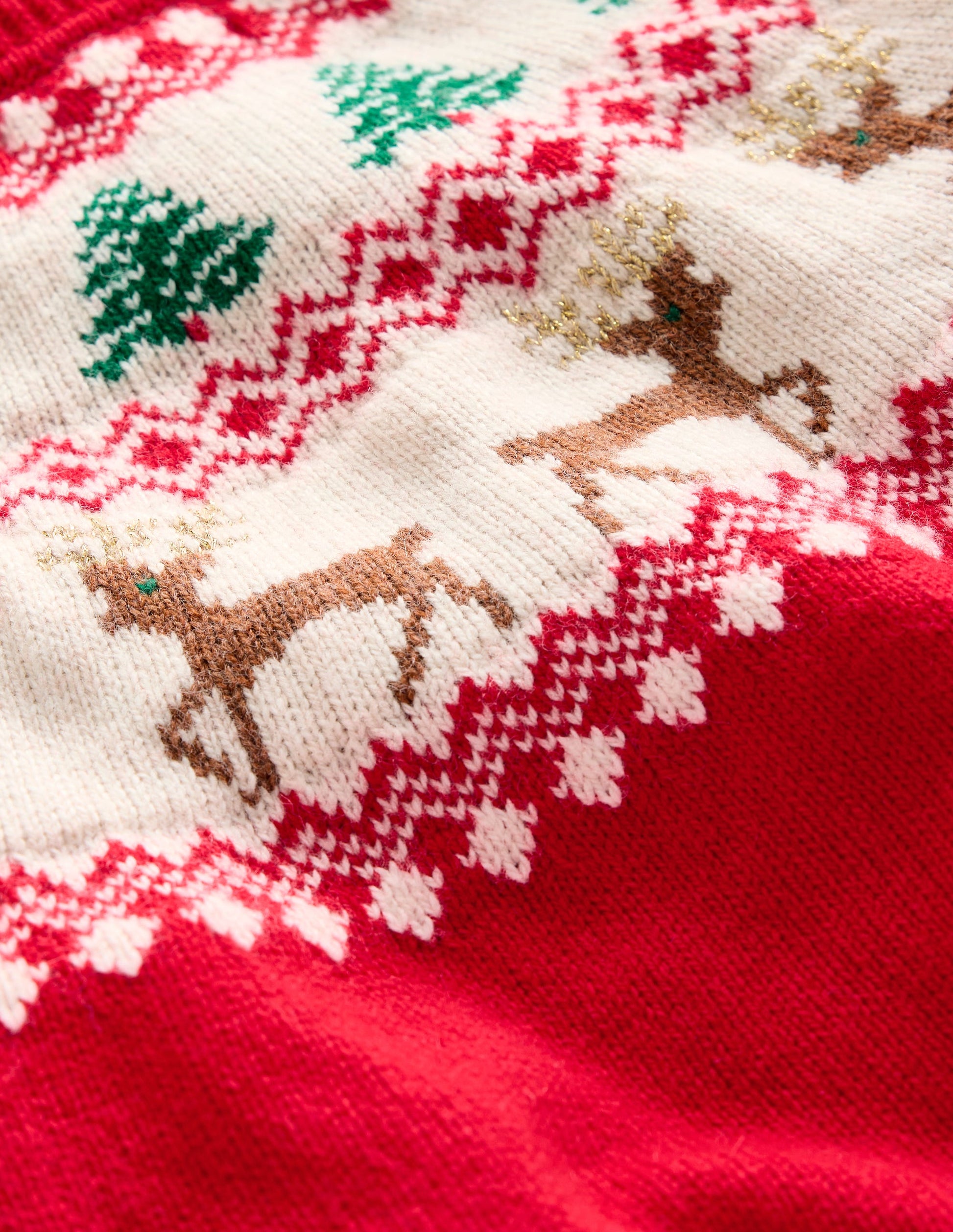 Edie Fair Isle Cardigan-Poppy Red Reindeer-3