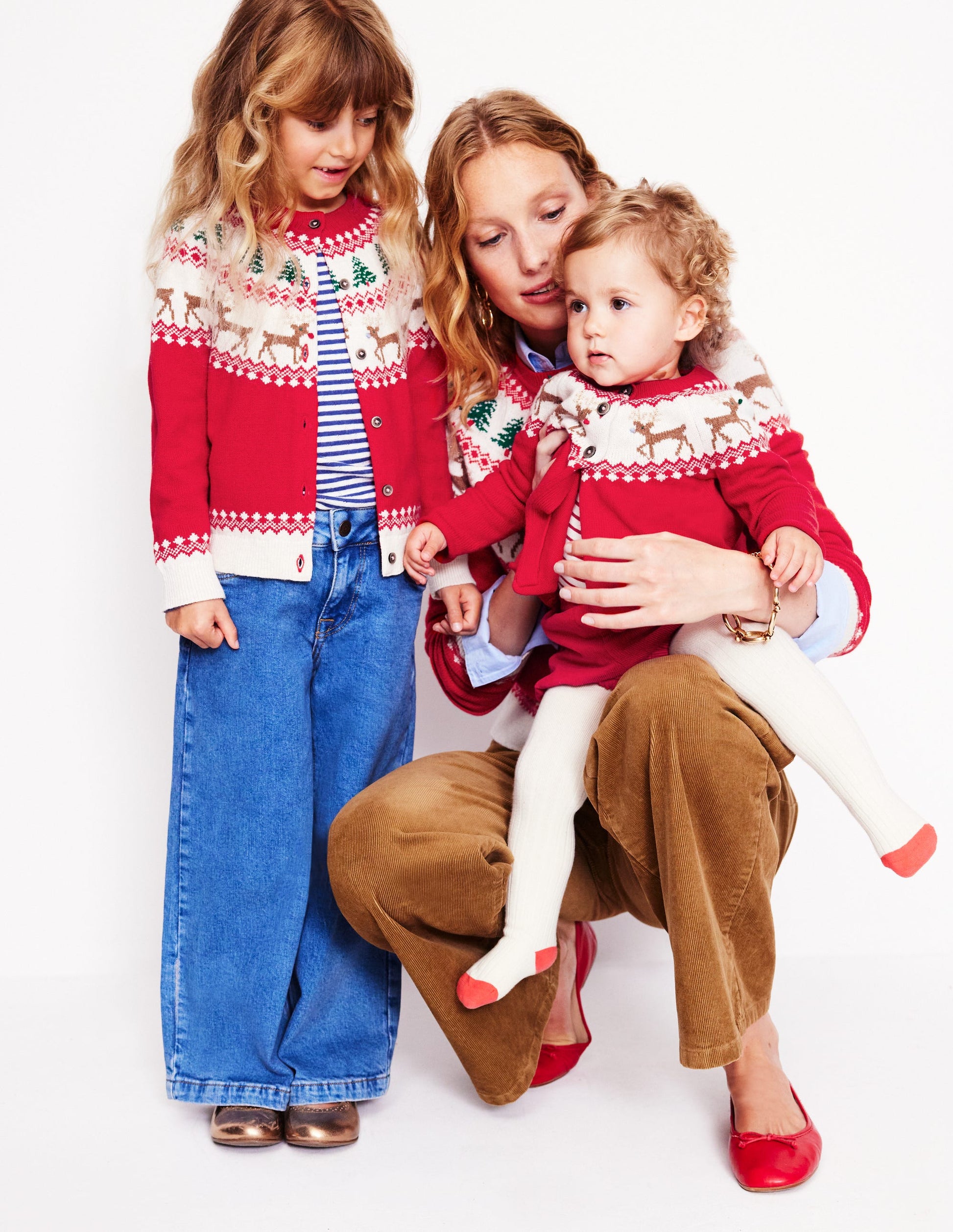 Edie Fair Isle Cardigan-Poppy Red Reindeer-5