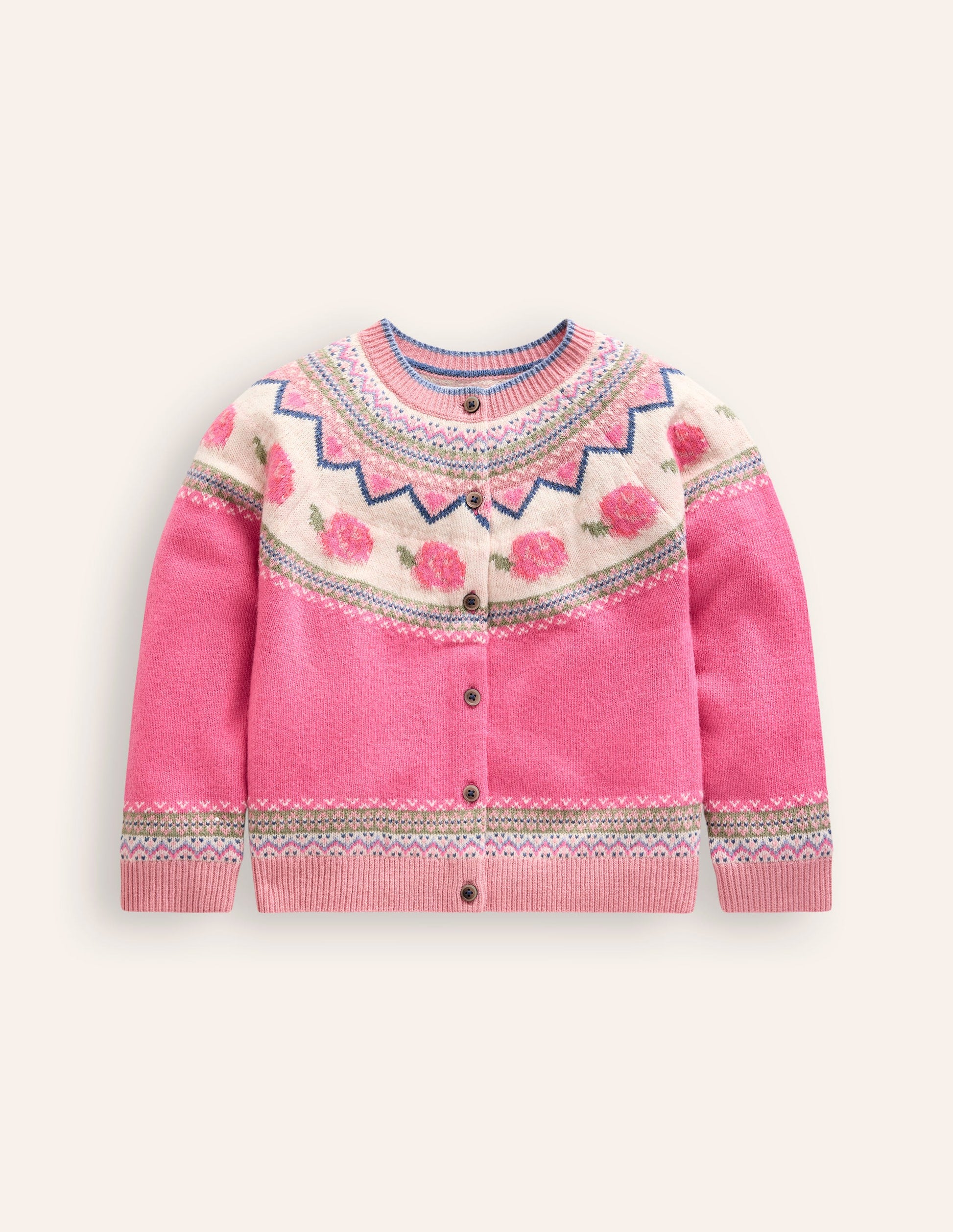 Edie Fair Isle Cardigan-Jam Marl Roses-3