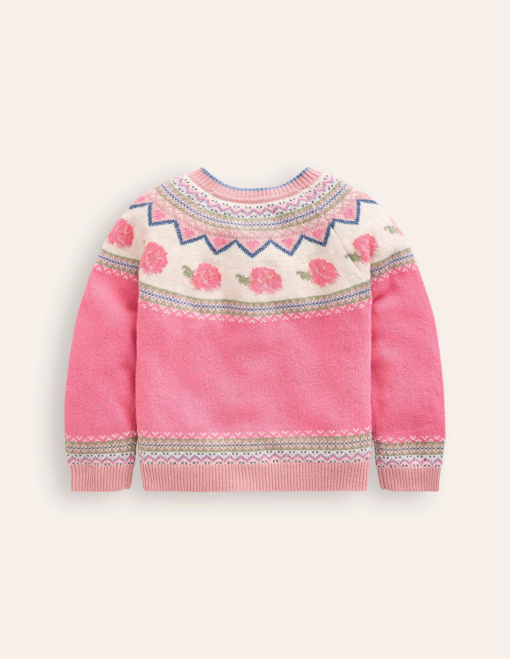 Edie Fair Isle Cardigan-Jam Marl Roses-4
