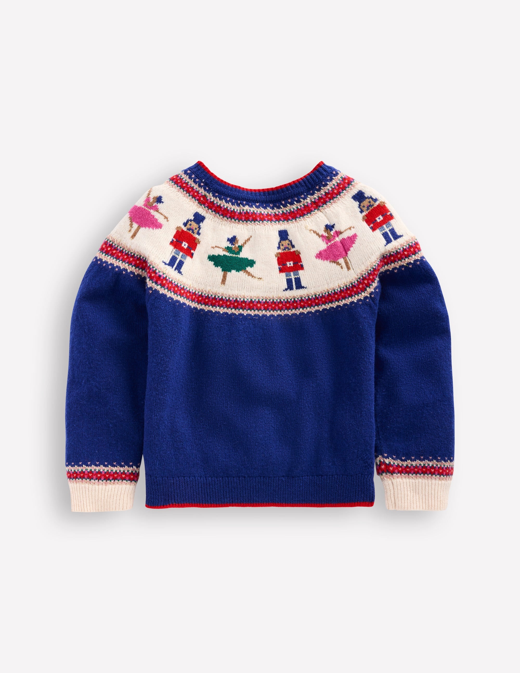 Edie Fair Isle Cardigan-Sapphire Blue Nutcracker - Image 3