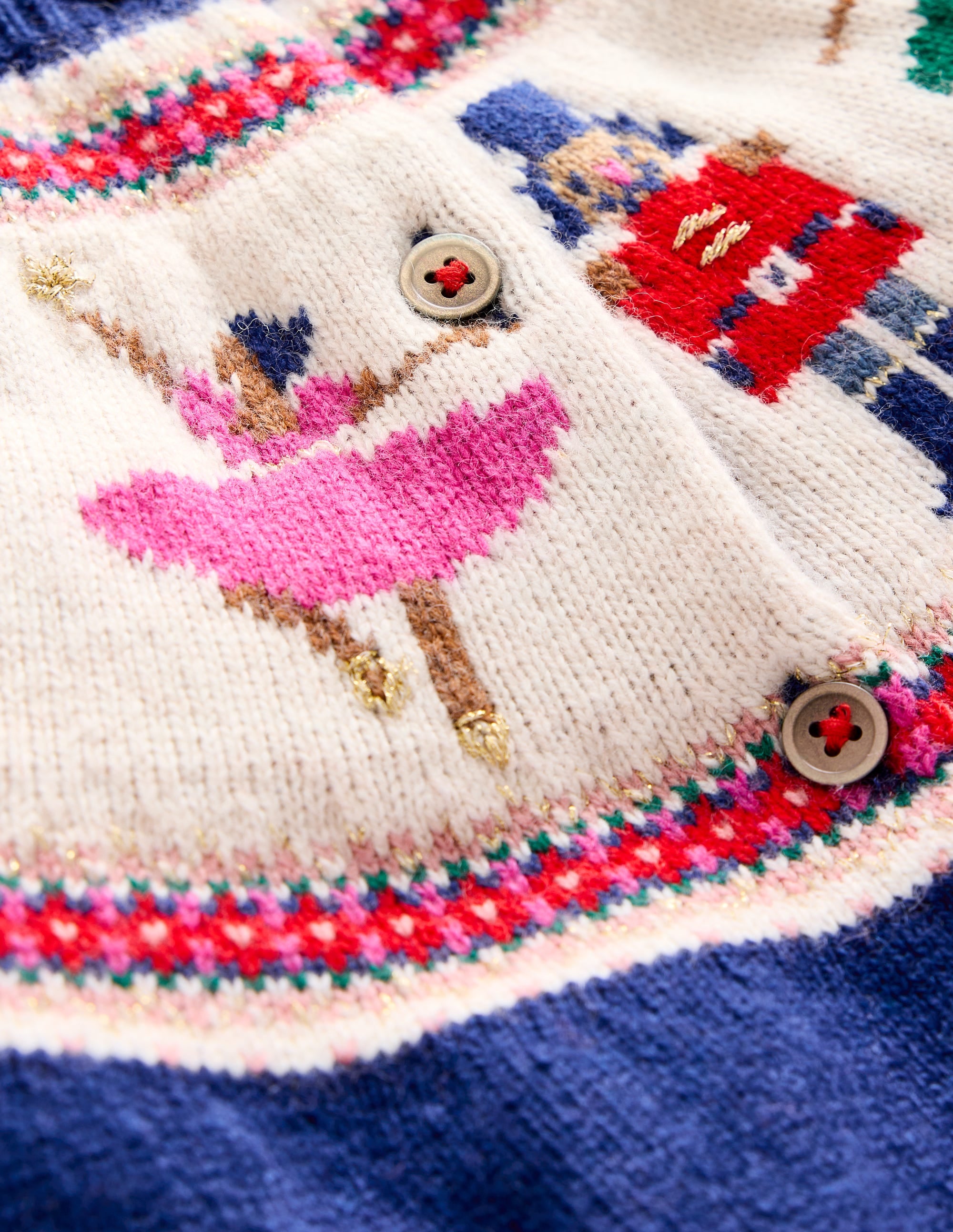Edie Fair Isle Cardigan-Sapphire Blue Nutcracker - Image 4