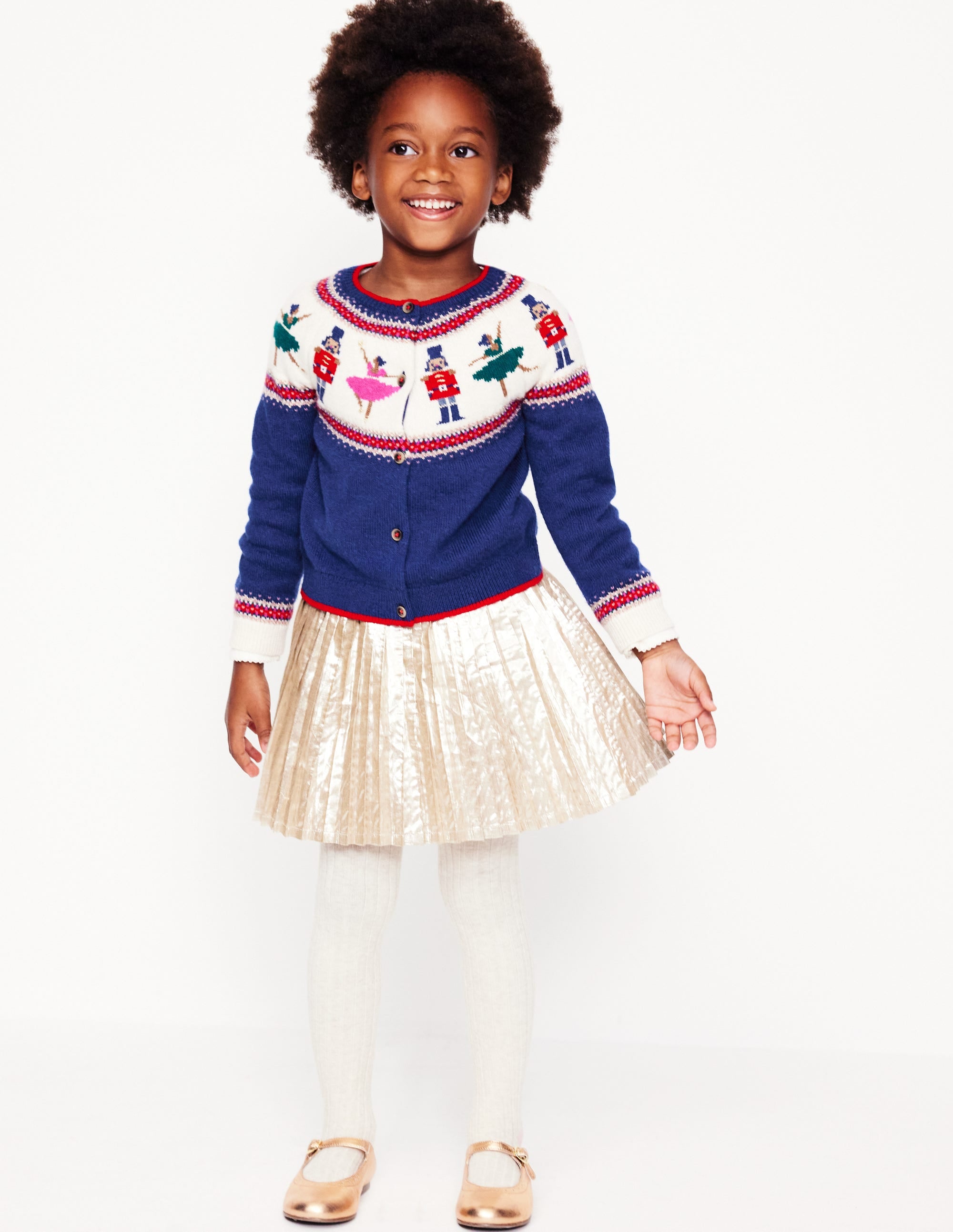 Edie Fair Isle Cardigan-Sapphire Blue Nutcracker - Image 1