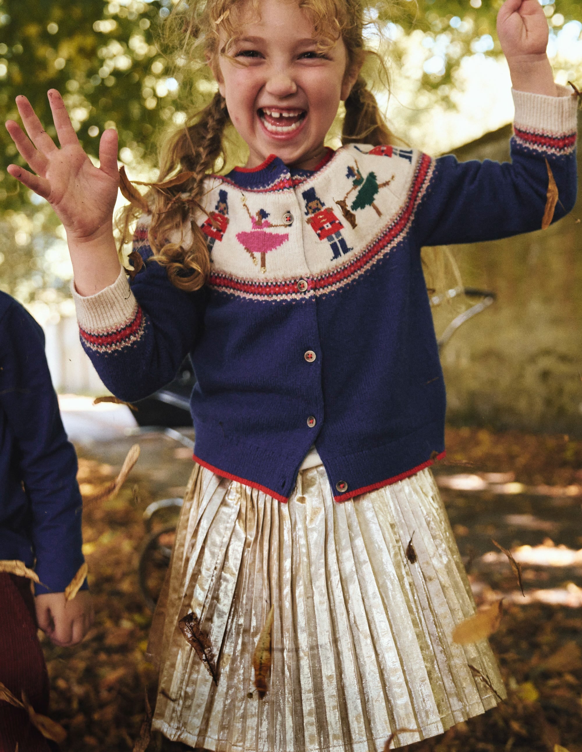 Edie Fair Isle Cardigan-Sapphire Blue Nutcracker - Image 5