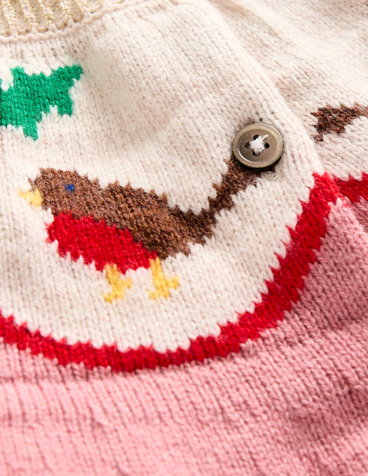 Edie Fair Isle Cardigan-Vintage Pink Robins - Image 3