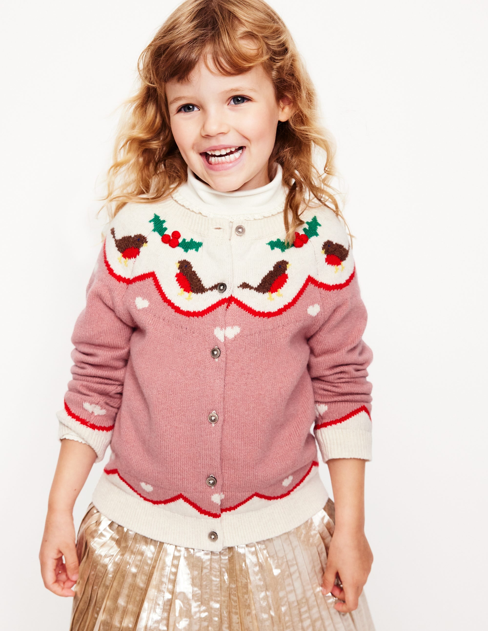 Edie Fair Isle Cardigan-Vintage Pink Robins - Image 6