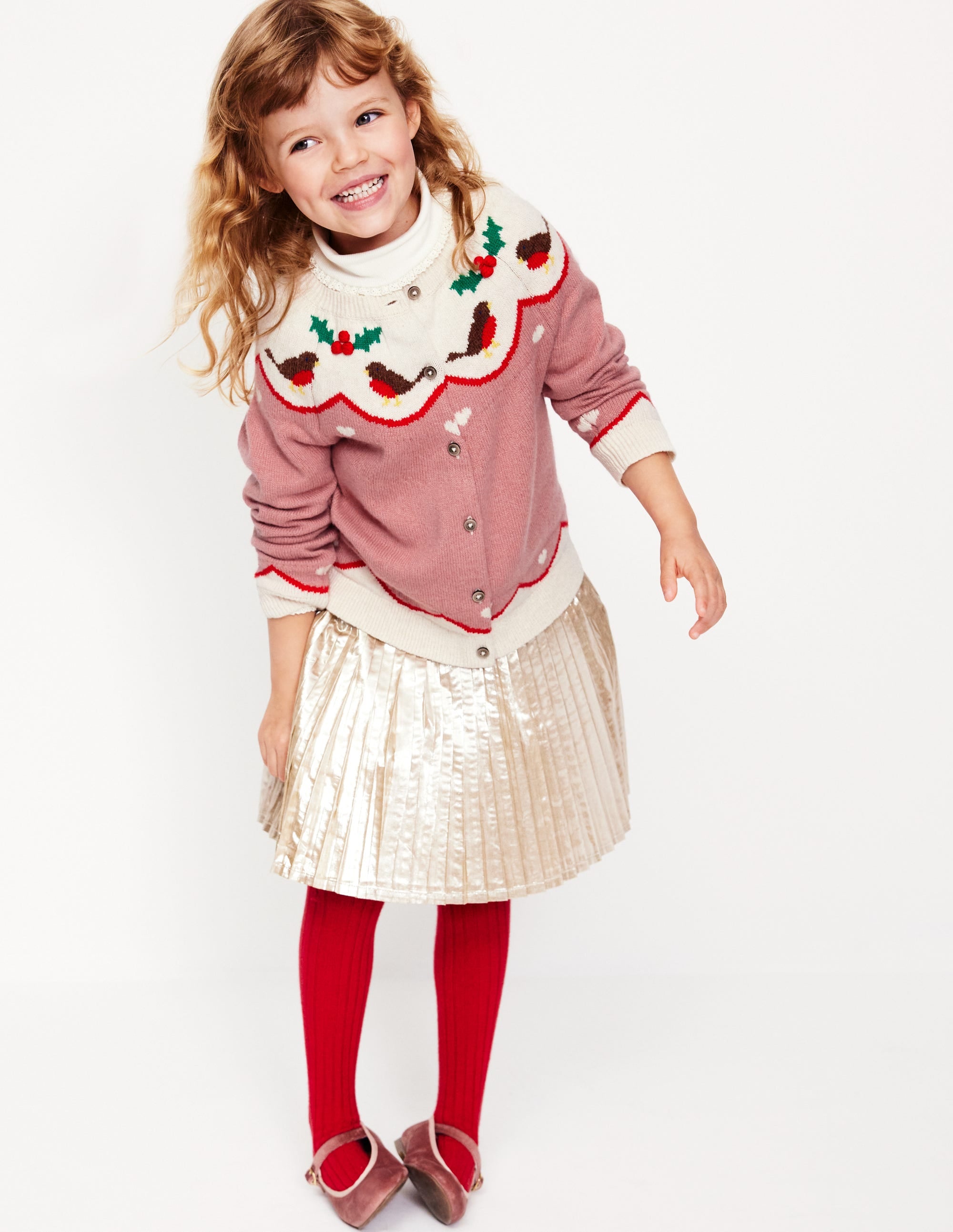 Edie Fair Isle Cardigan-Vintage Pink Robins - Image 7