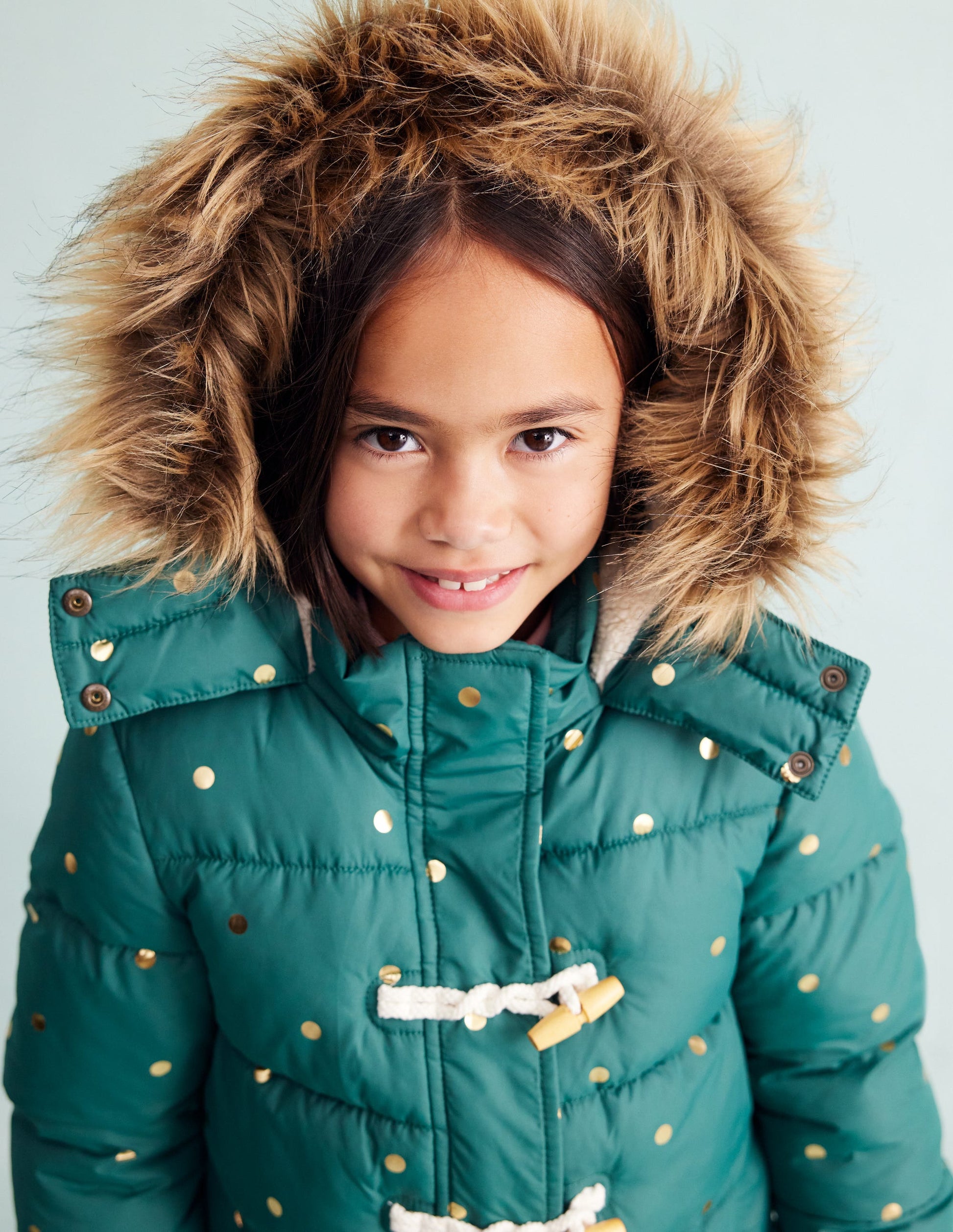 Longline Padded Coat-Jewel Green Gold Foil Confetti-14