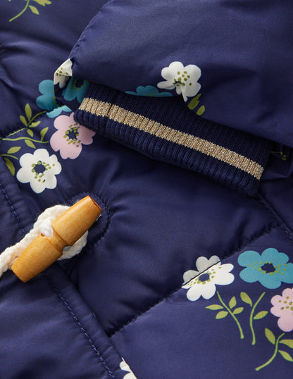 Longline Padded Coat-College Navy Posy-6