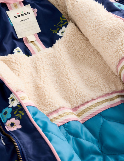 Longline Padded Coat-College Navy Posy-8