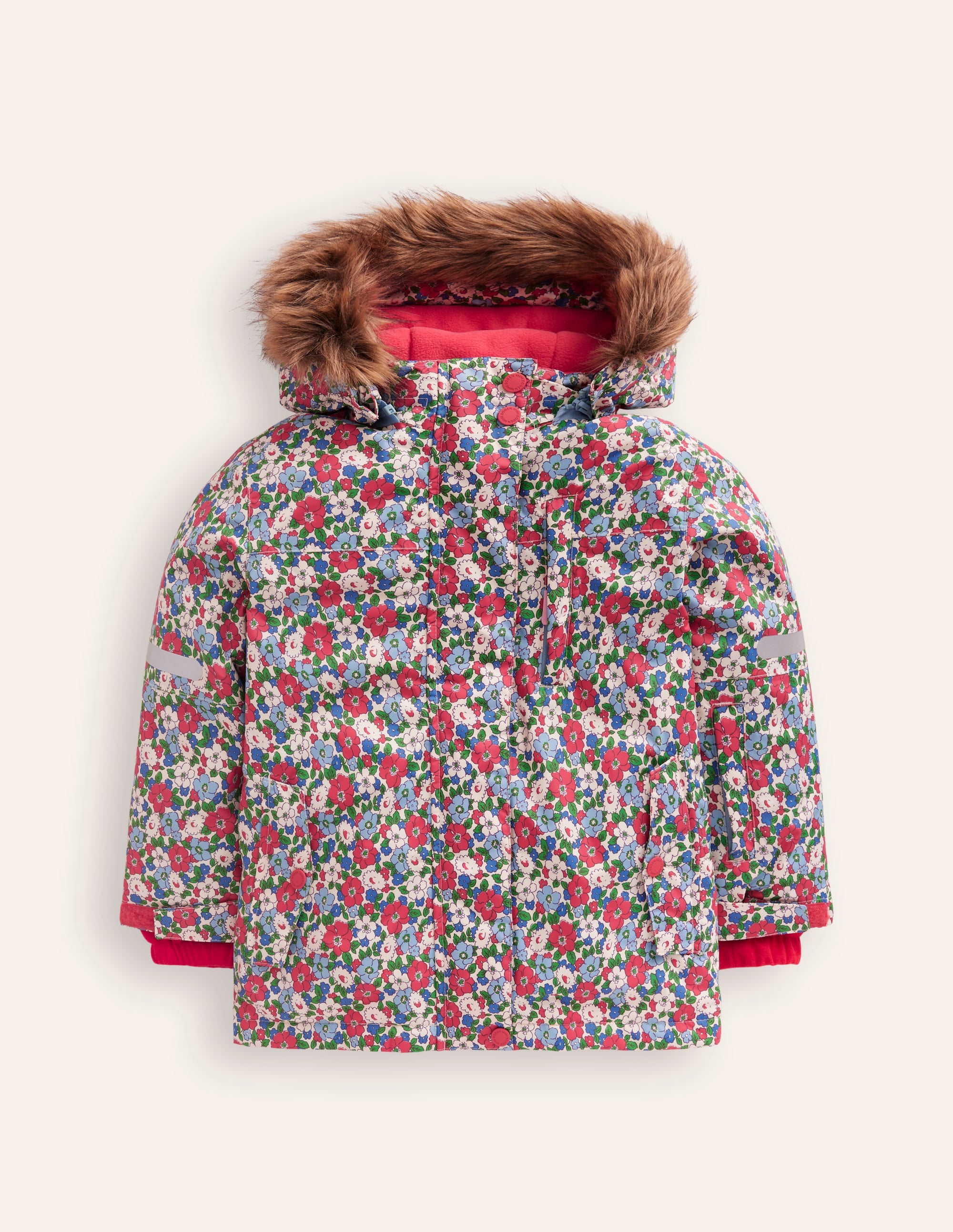All-Weather Waterproof Coat-Glacier Blue Winter Floral - Image 1