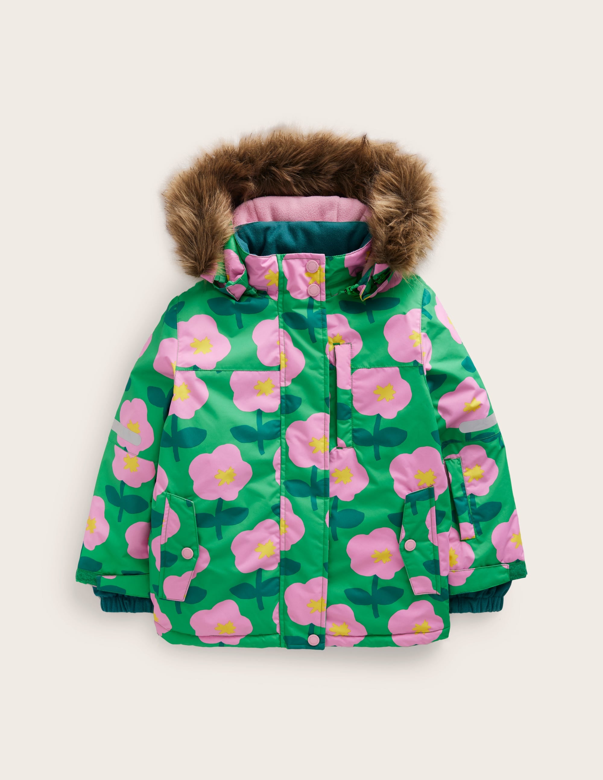 All-Weather Waterproof Coat-Rich Emerald Cut Out Flower - Image 1