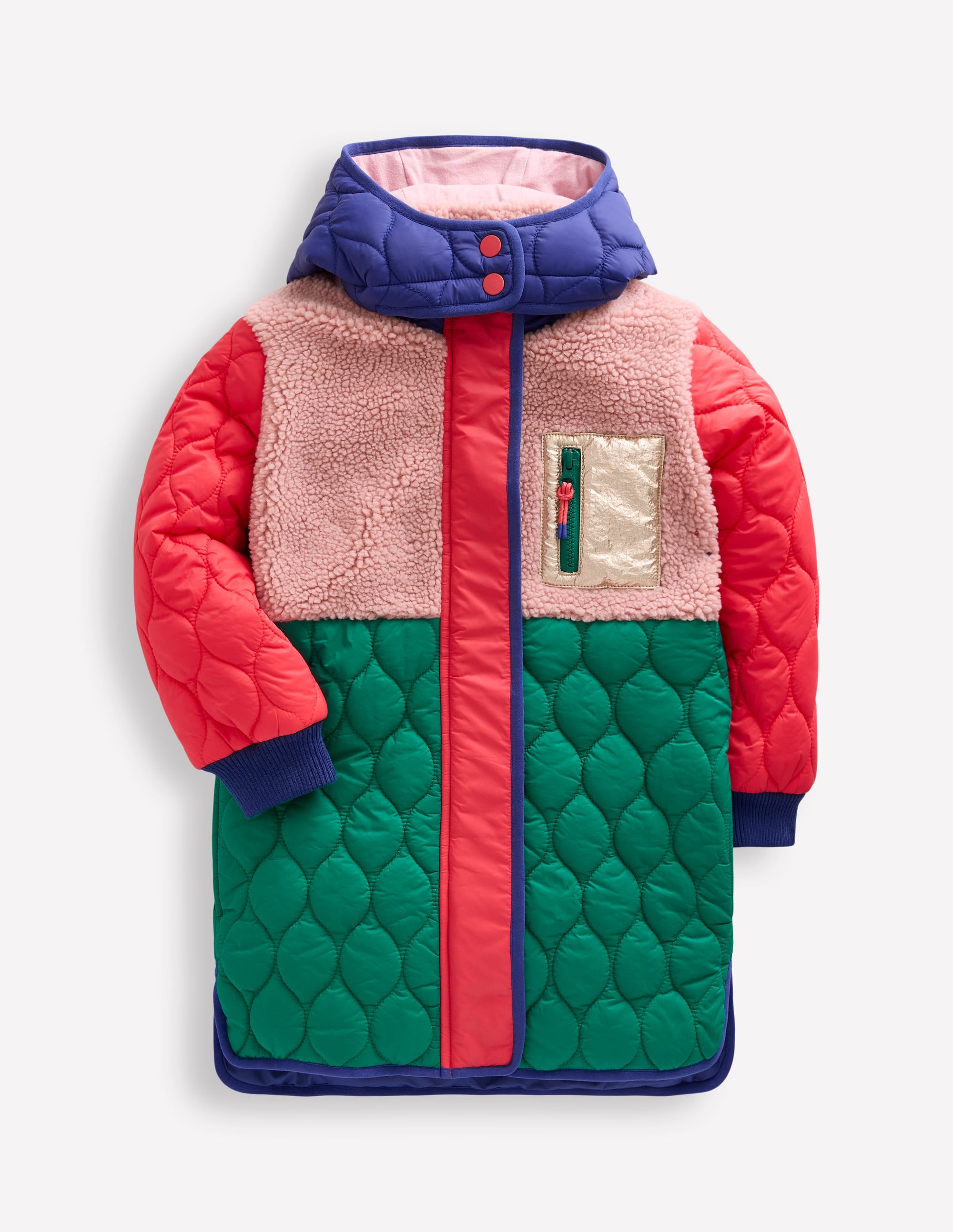 Colourblock Longline Coat-Multi Colourblock - Image 1