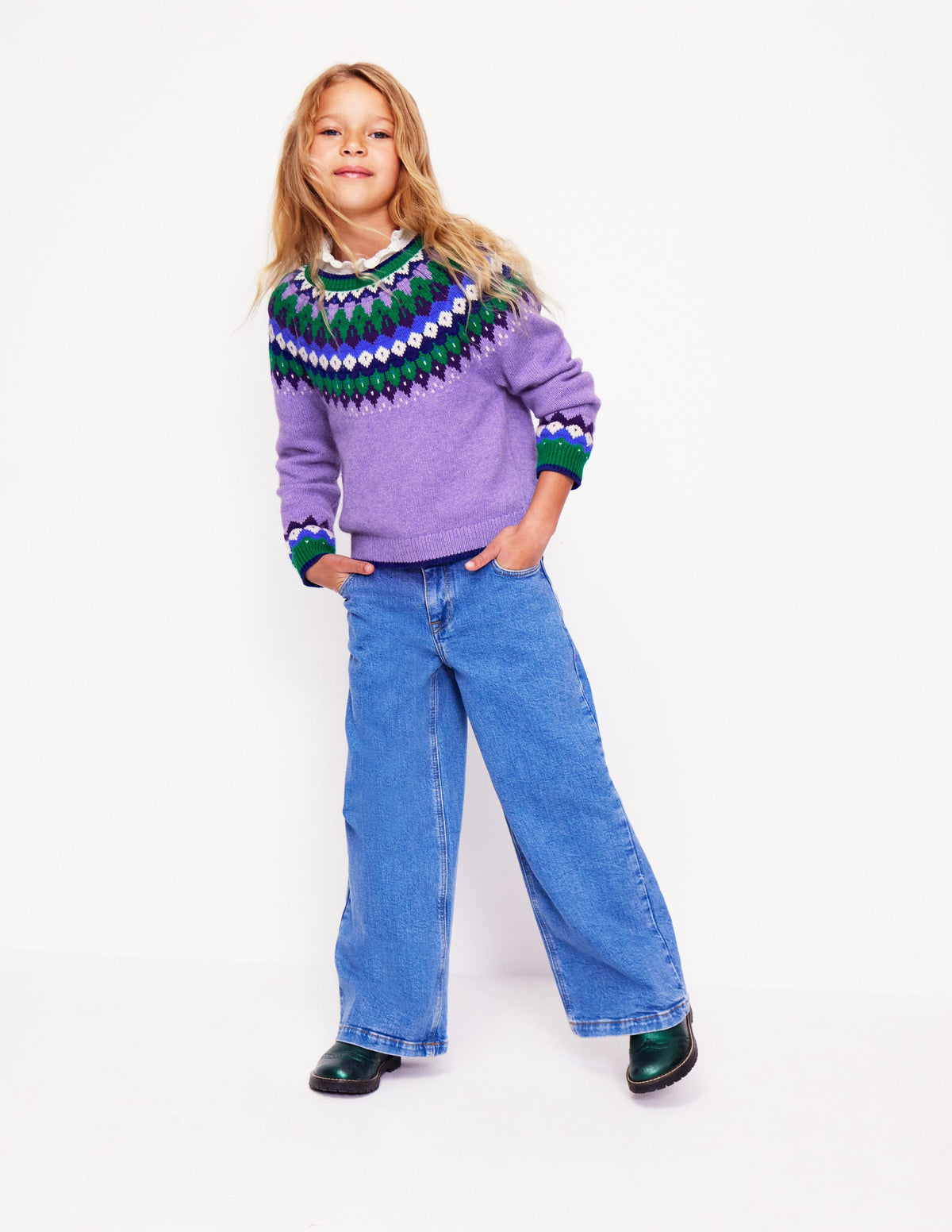 Eleanor Fair Isle Jumper-Aster Purple - Image 1