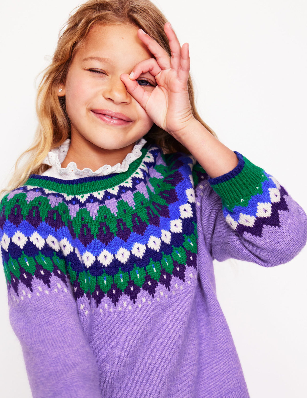 Eleanor Fair Isle Jumper-Aster Purple - Image 3