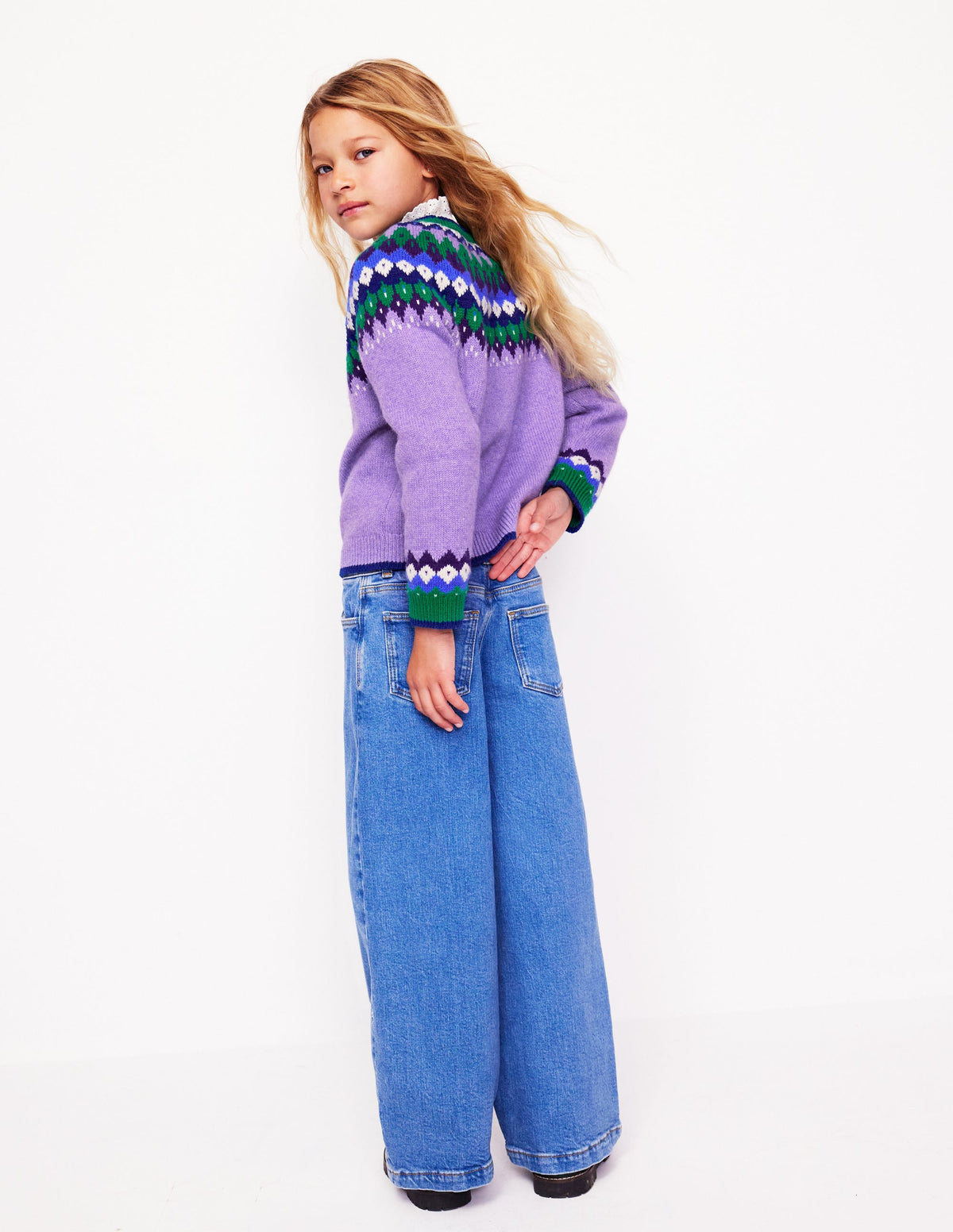 Eleanor Fair Isle Jumper-Aster Purple - Image 4