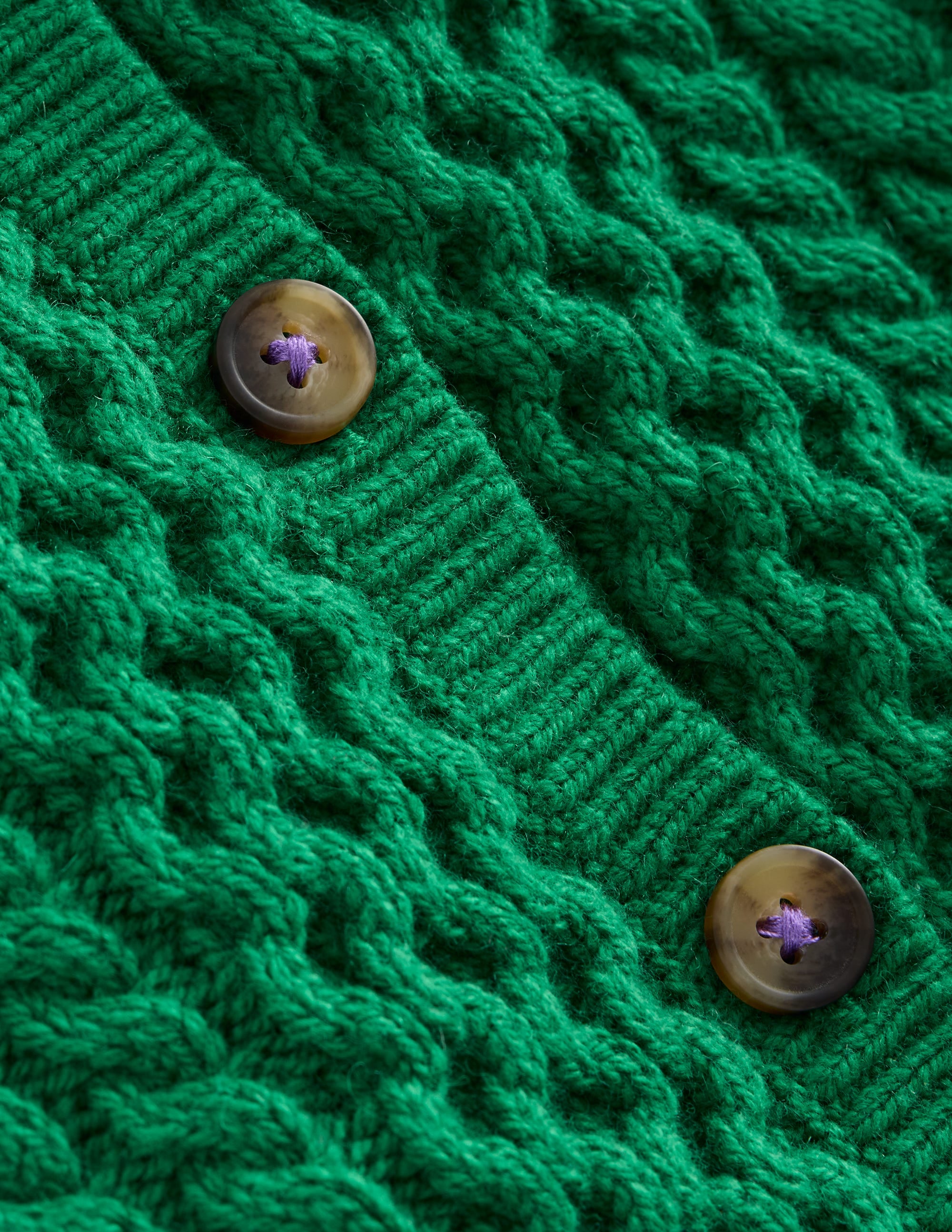 Cable Cardigan-Deep Green - Image 3