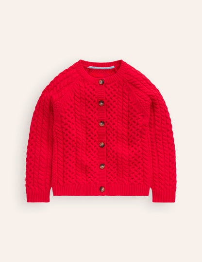 Heritage Cable Cardigan-Poppy Red-1