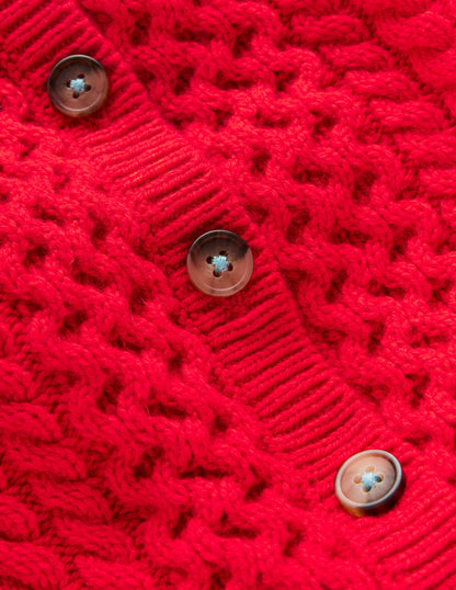 Heritage Cable Cardigan-Poppy Red-3
