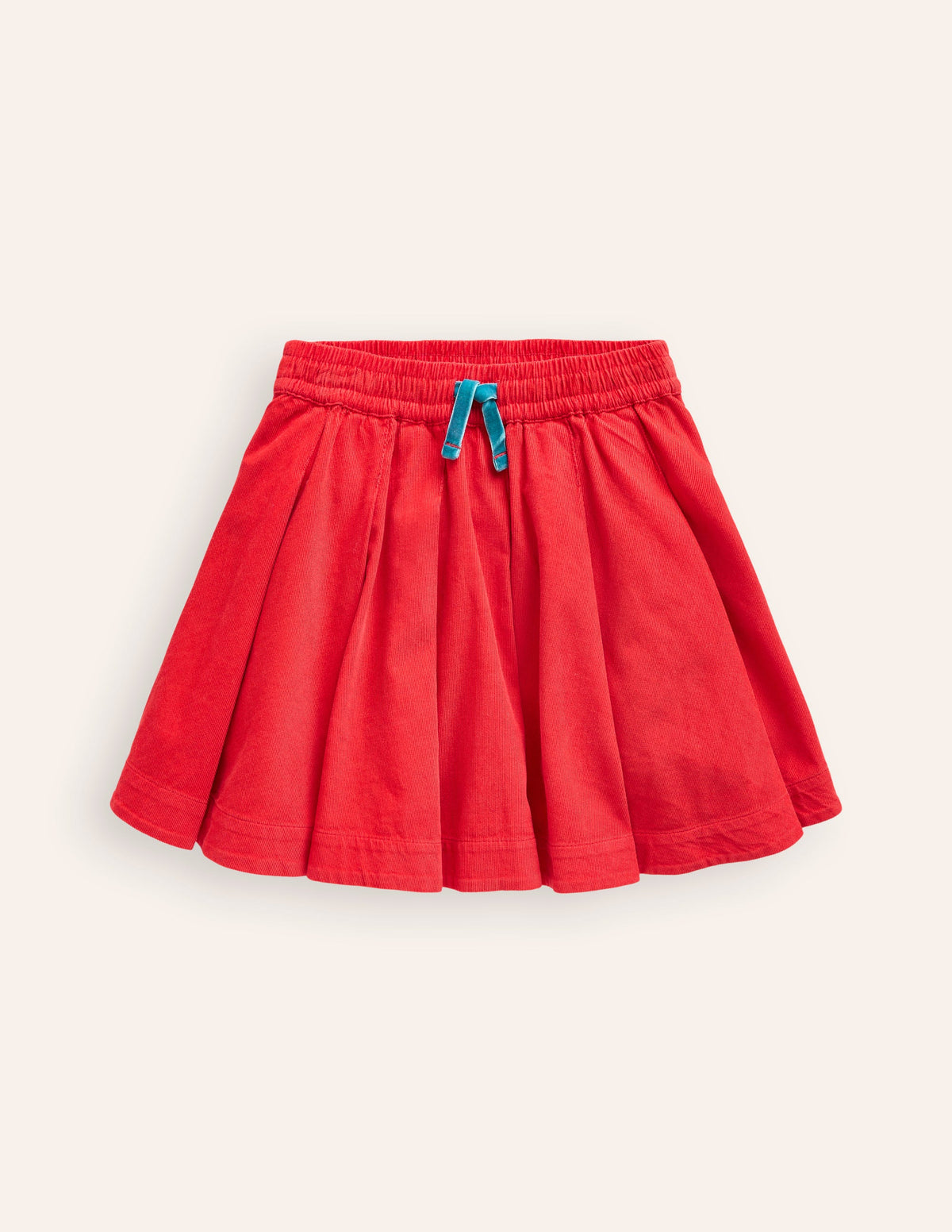 Pull-On Twirly Pleated Skirt-Poppy Red Cord-1