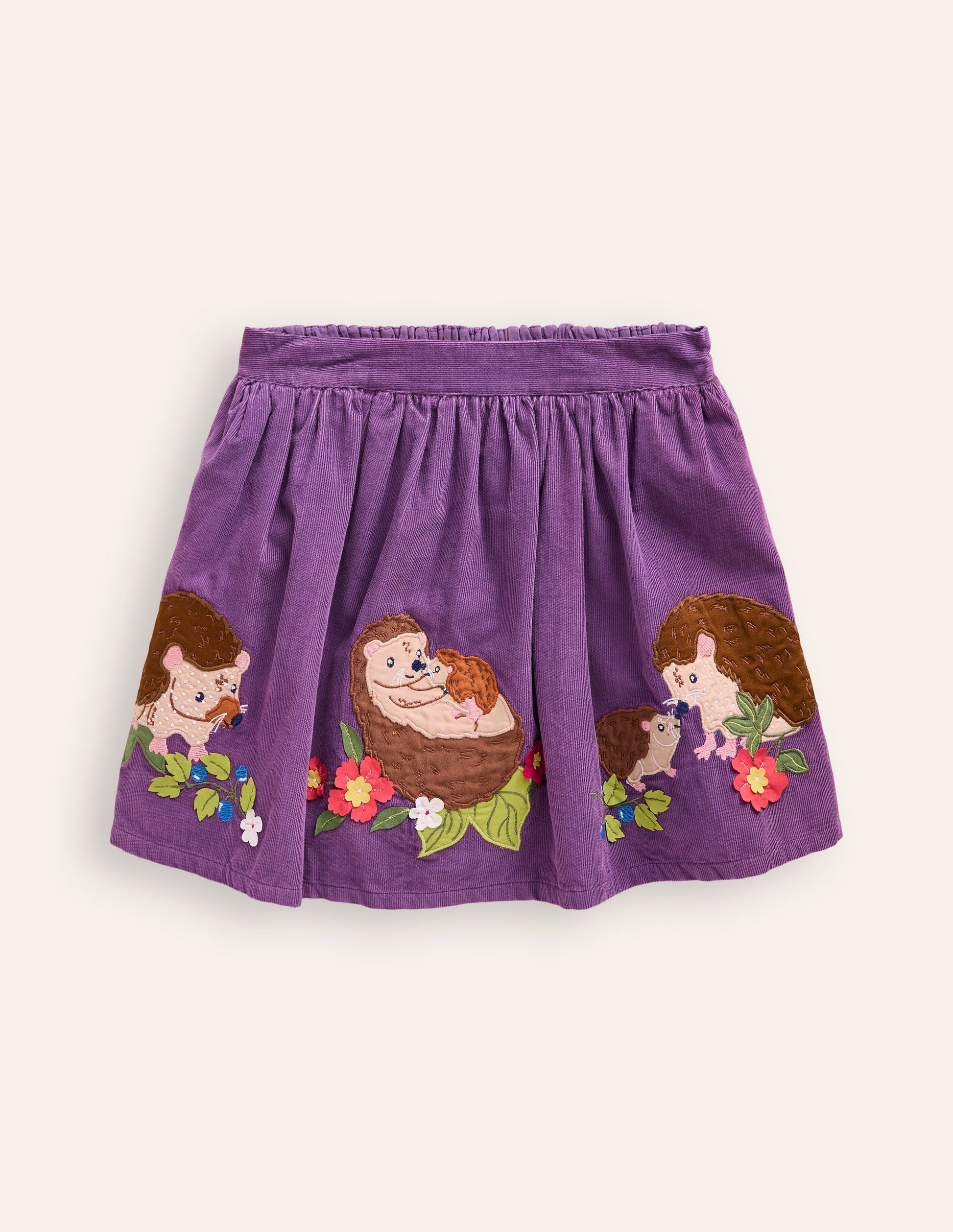 Appliqué Skirt-Mystical Purple Hedgehogs-1