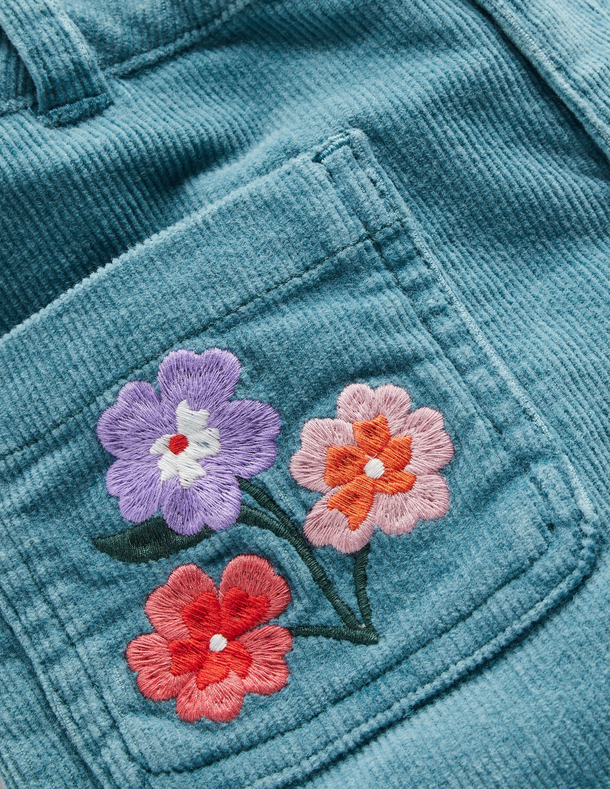Kick Flare Trousers-Larkspur Floral Embroidery - Image 3
