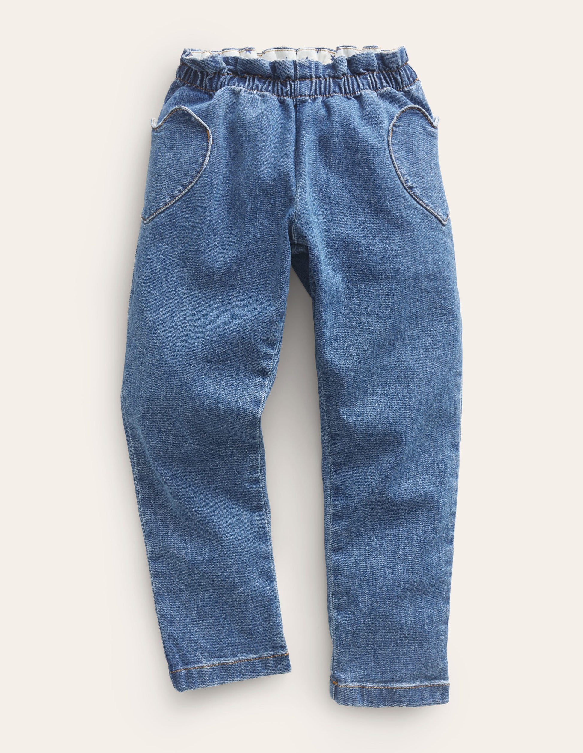 Heart Pocket Pull On Trousers-Mid Vintage Denim-1