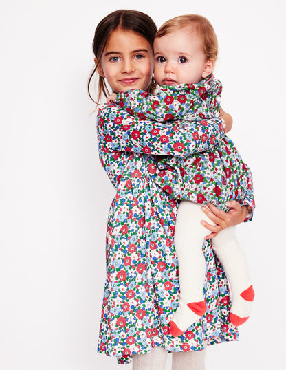 Long-Sleeved Fun Jersey Dress-Glacier Blue Winter Floral-4