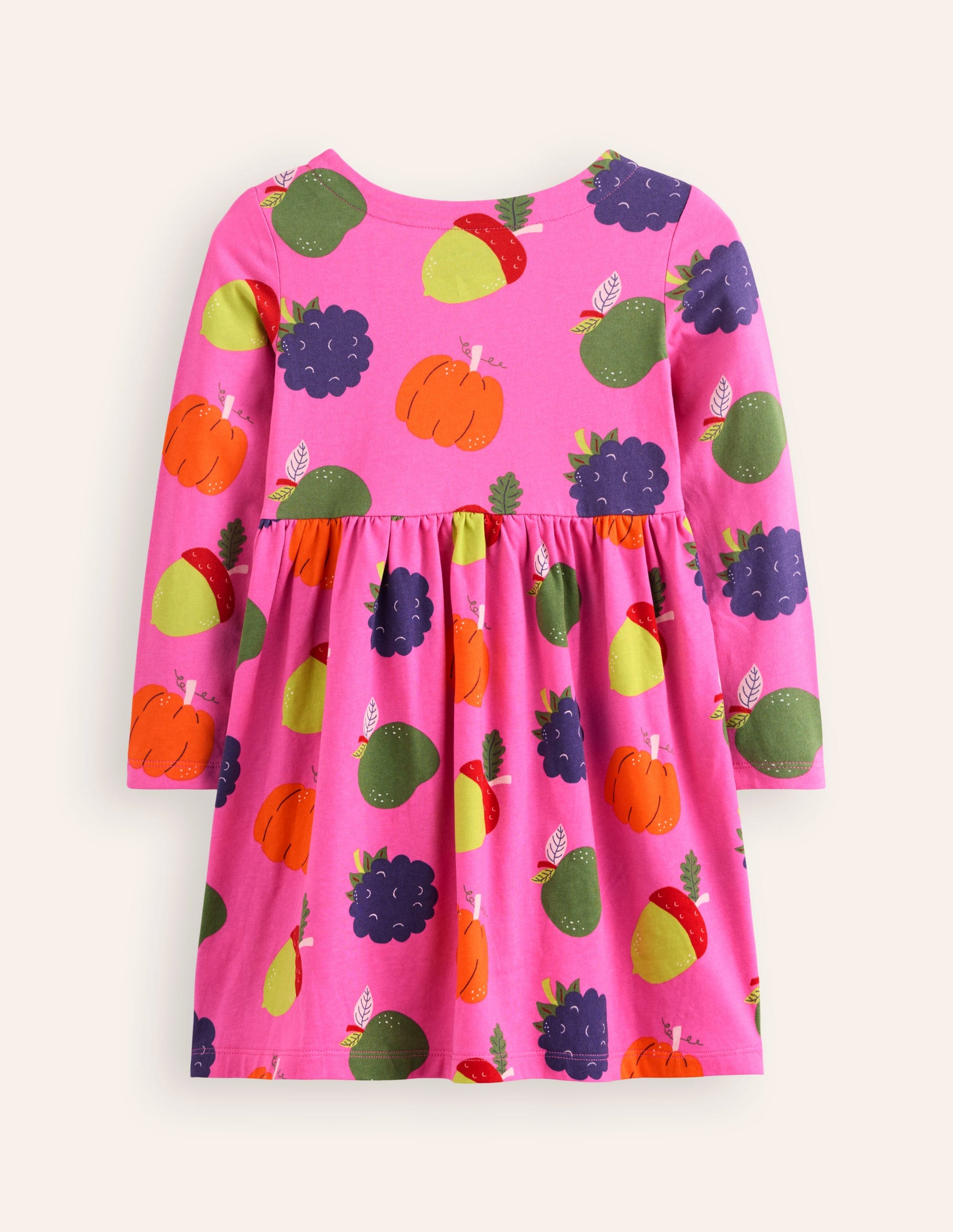 Long-Sleeved Fun Jersey Dress-Tickled Pink Autumn Friends-2